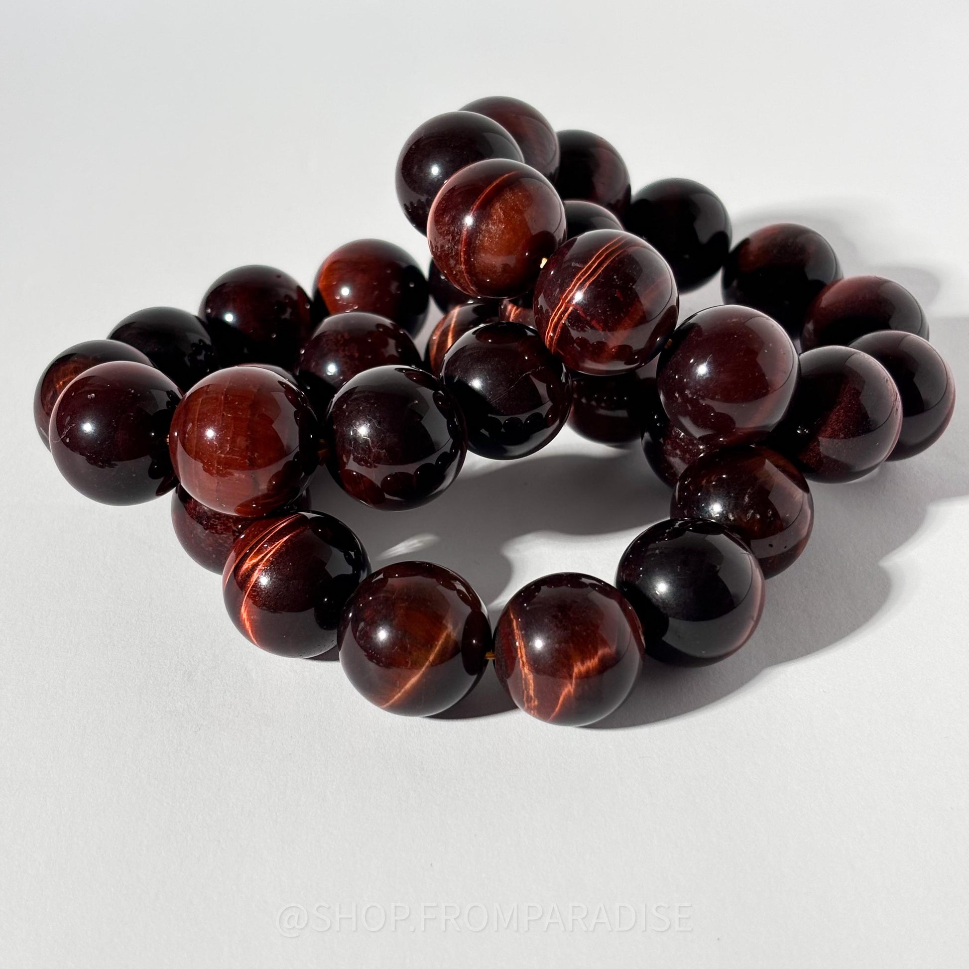 RED TIGERS EYE Large Stretch Crystal Bracelet