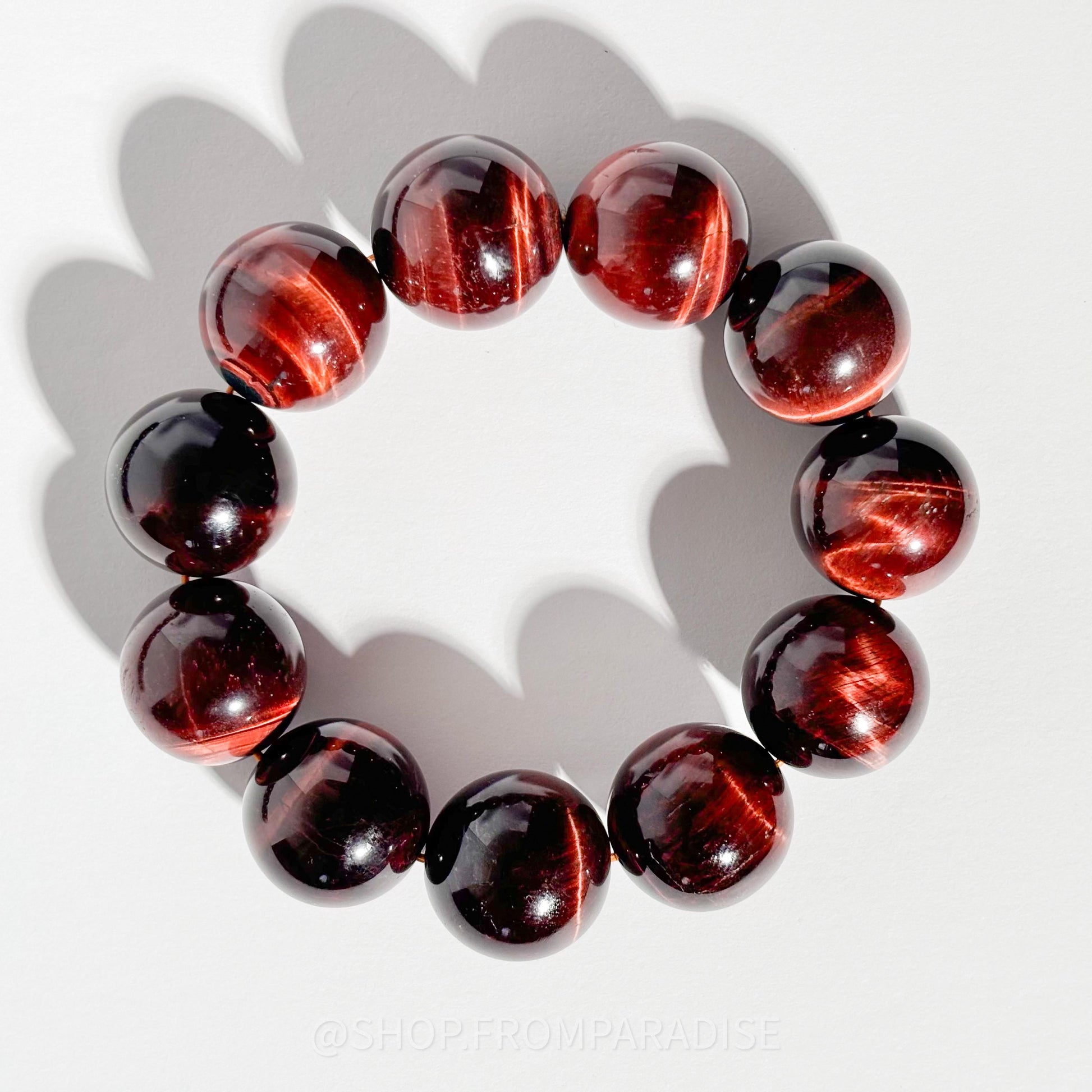 RED TIGERS EYE Large Stretch Crystal Bracelet