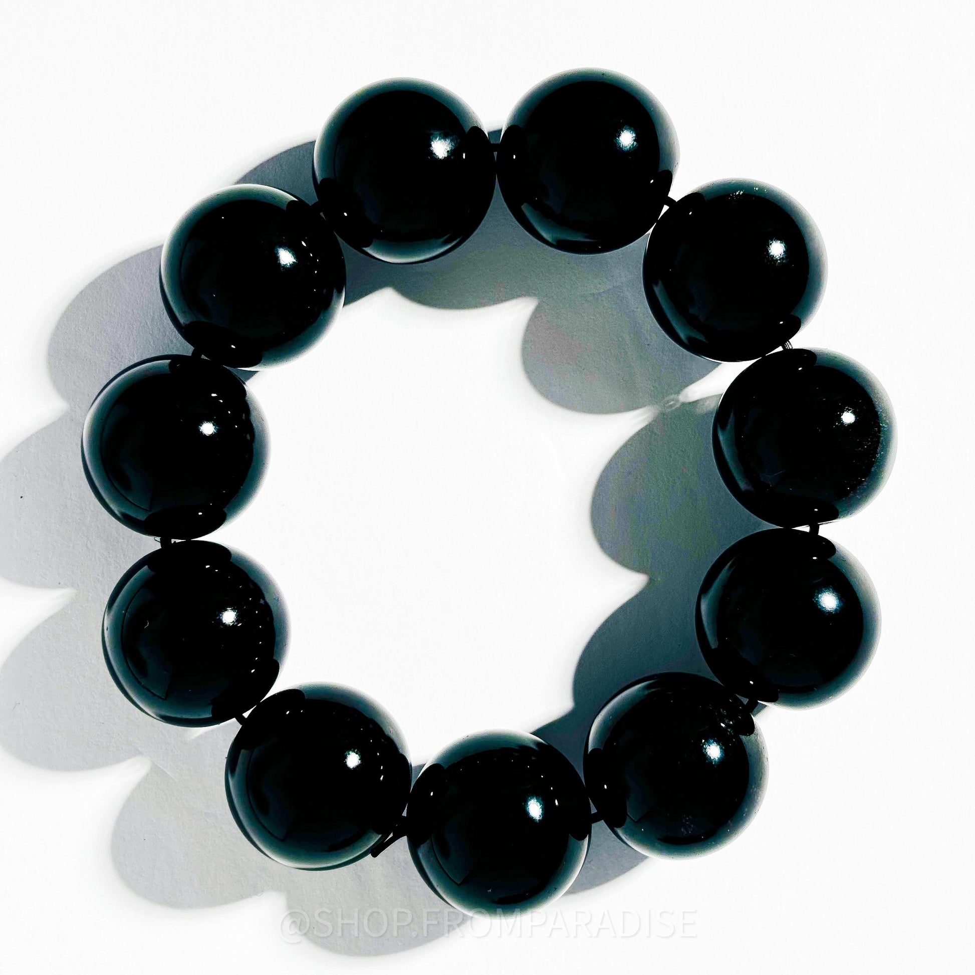Black Obsidian Large Crystal Stretch Bracelet