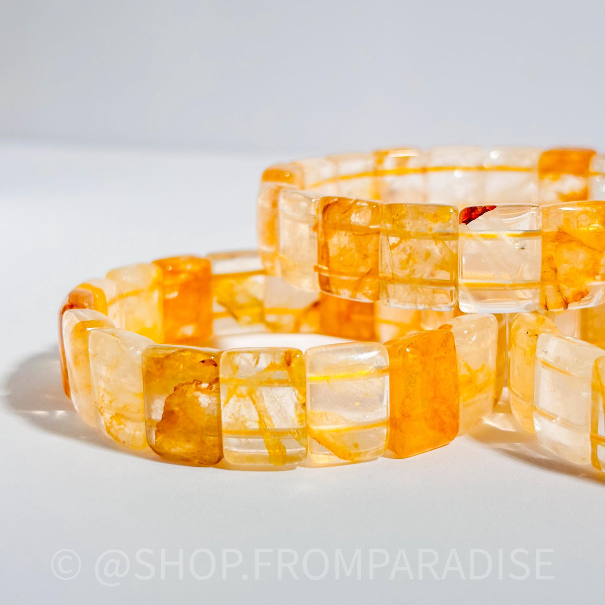 Golden Healer Bangle Golden Healer Crystal Bracelet Handmade Jewelry Gift Golden Healer Yellow Hematoid Quartz Gemstone Bracelet Stretch