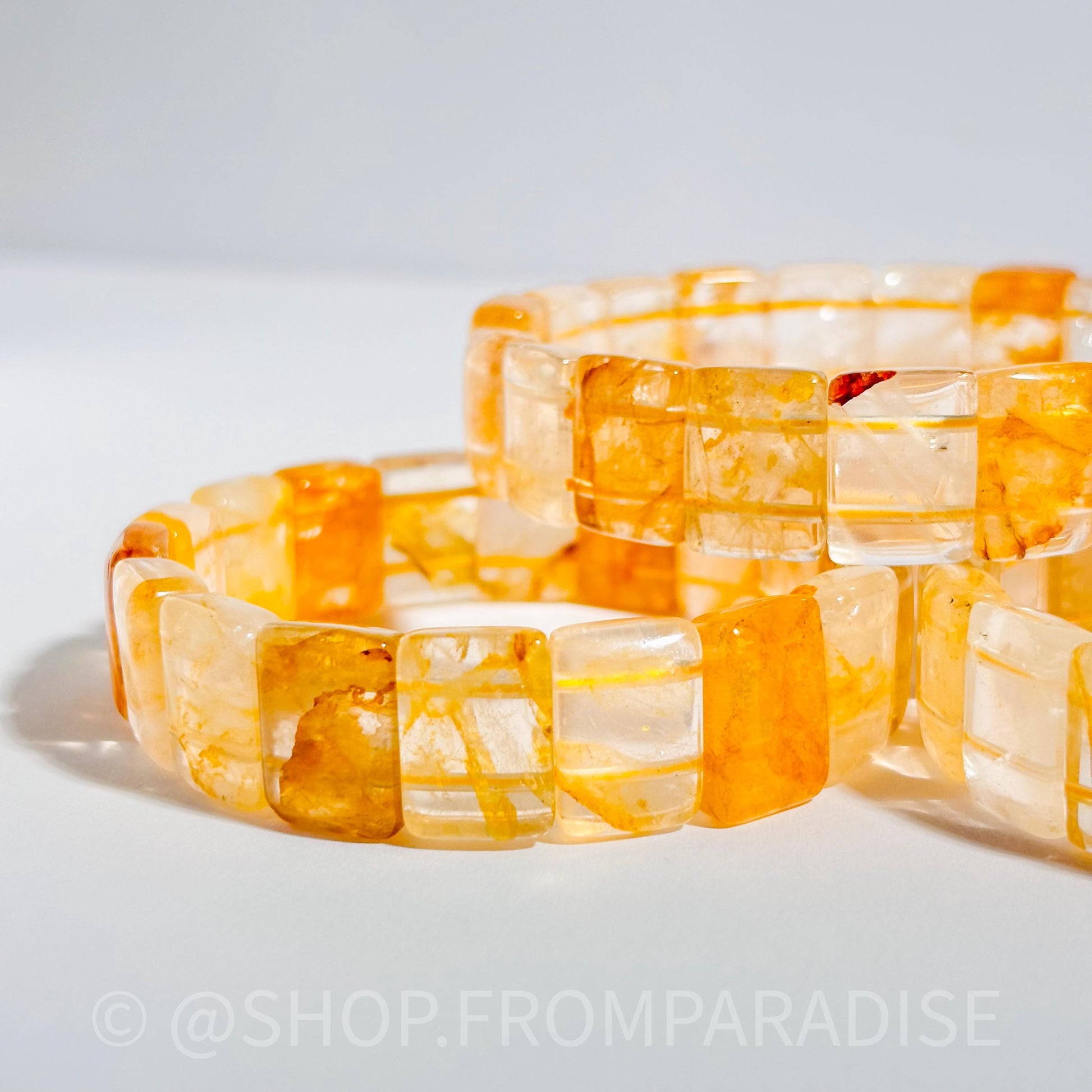 Golden Healer Bangle Golden Healer Crystal Bracelet Handmade Jewelry Gift Golden Healer Yellow Hematoid Quartz Gemstone Bracelet Stretch