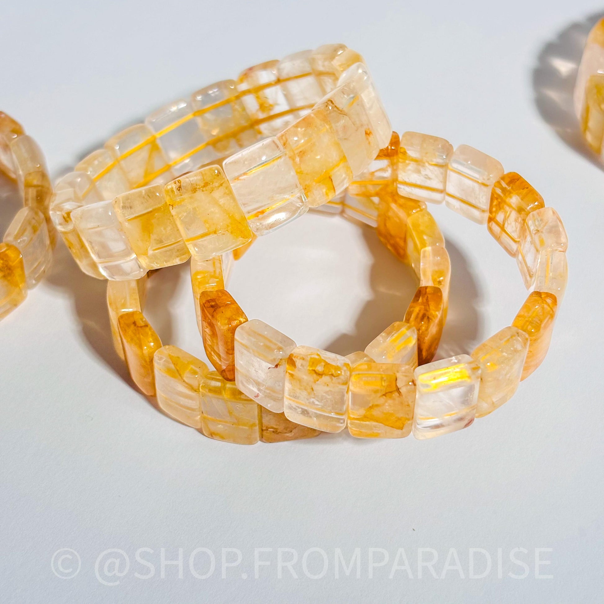 Golden Healer Bangle Golden Healer Crystal Bracelet Handmade Jewelry Gift Golden Healer Yellow Hematoid Quartz Gemstone Bracelet Stretch