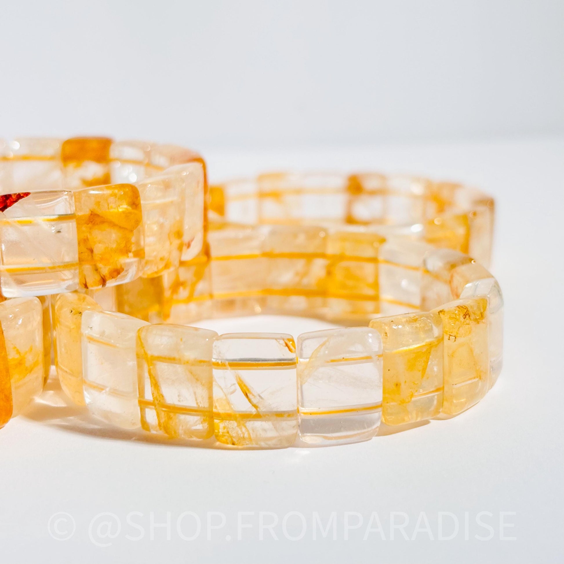Golden Healer Bangle Golden Healer Crystal Bracelet Handmade Jewelry Gift Golden Healer Yellow Hematoid Quartz Gemstone Bracelet Stretch