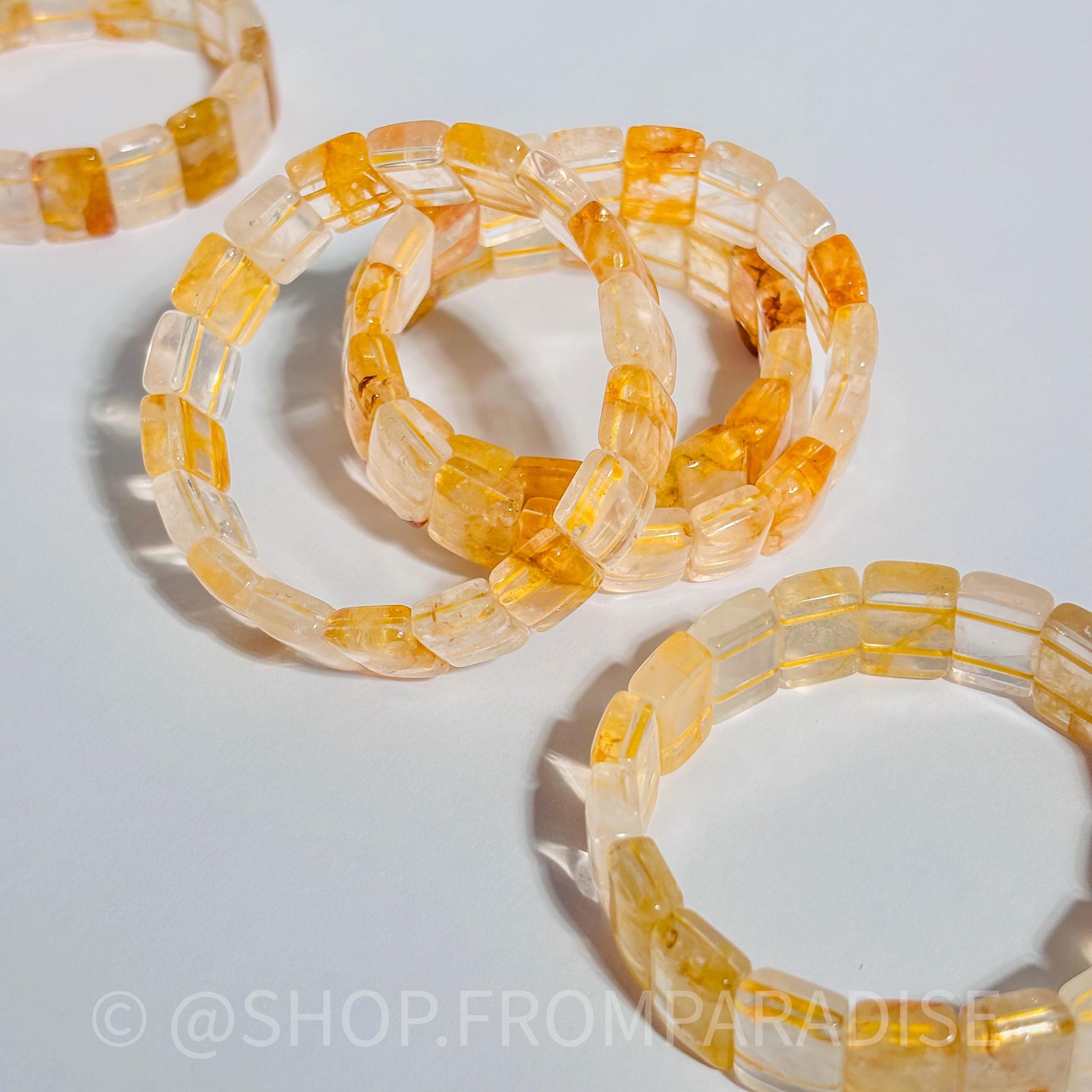 Golden Healer Bangle Golden Healer Crystal Bracelet Handmade Jewelry Gift Golden Healer Yellow Hematoid Quartz Gemstone Bracelet Stretch