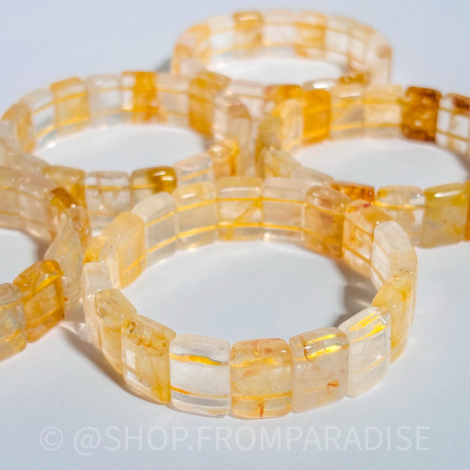Golden Healer Bangle Golden Healer Crystal Bracelet Handmade Jewelry Gift Golden Healer Yellow Hematoid Quartz Gemstone Bracelet Stretch