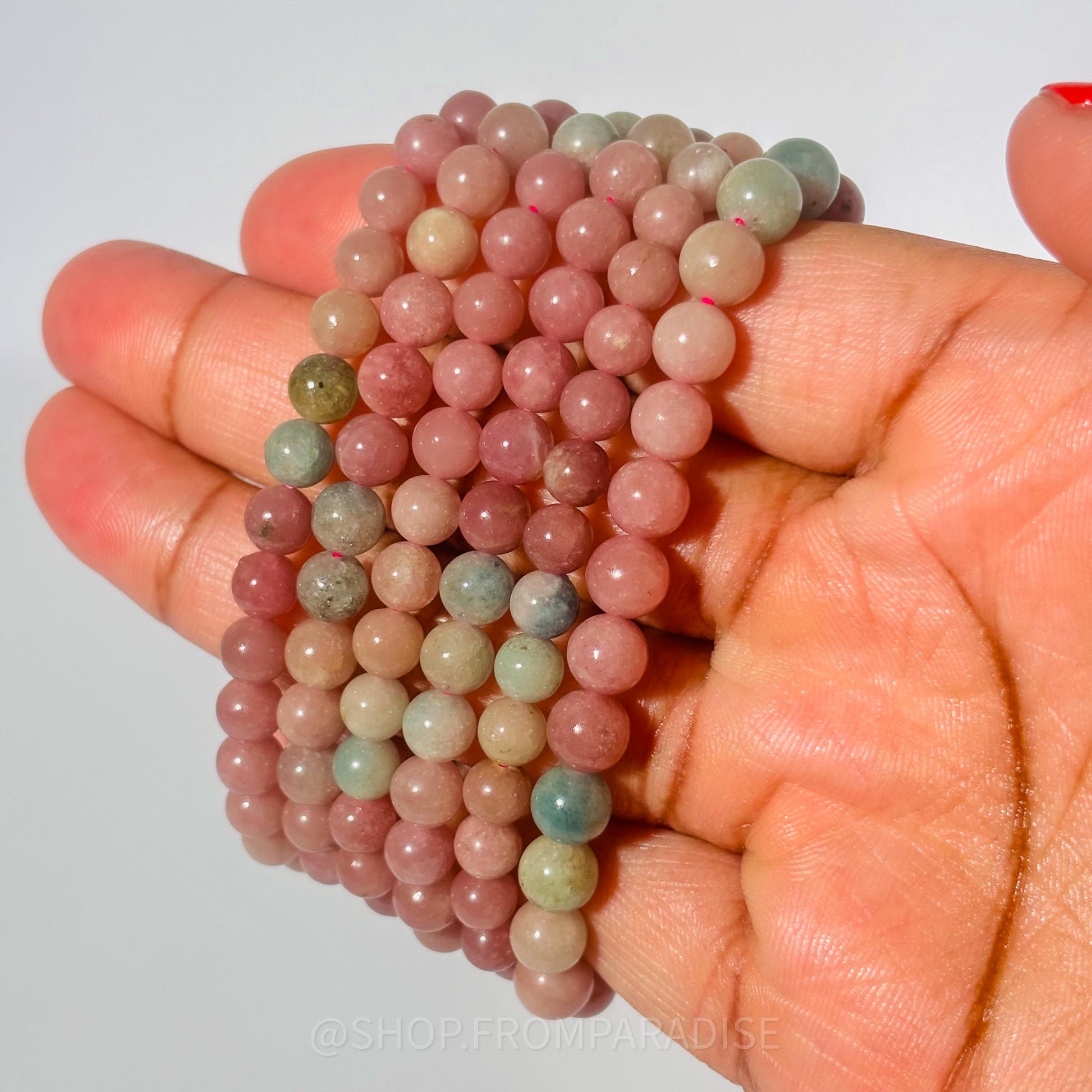 Macaroon Tourmaline Crystal Stretch Bracelet