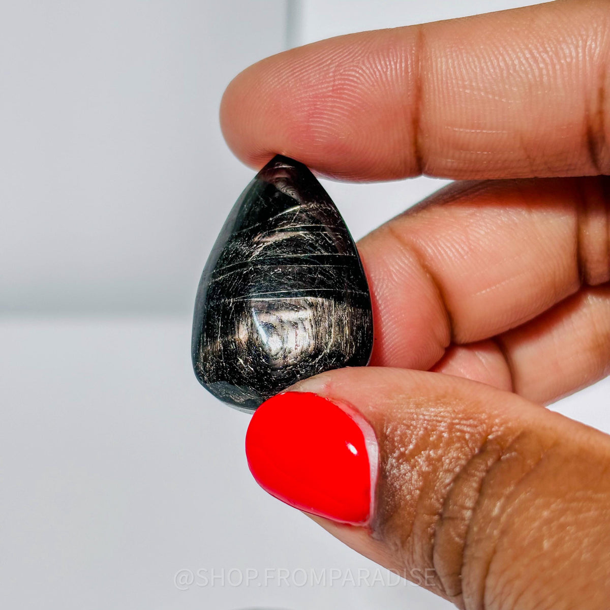 Hypersthene Teardrop Crystal Cabochon