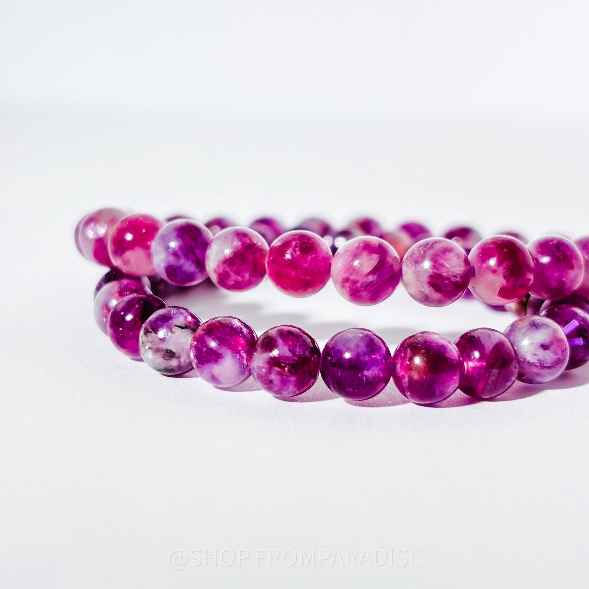 Purple Emerald Quartz Crystal Stretch Bracelet