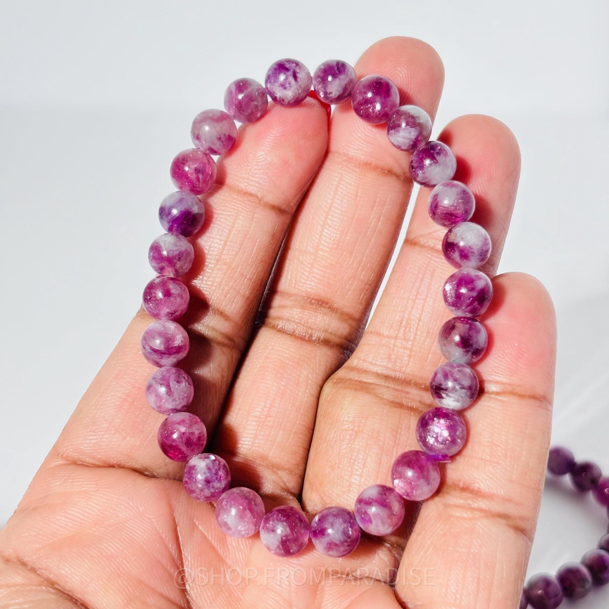 Purple Emerald Quartz Crystal Stretch Bracelet