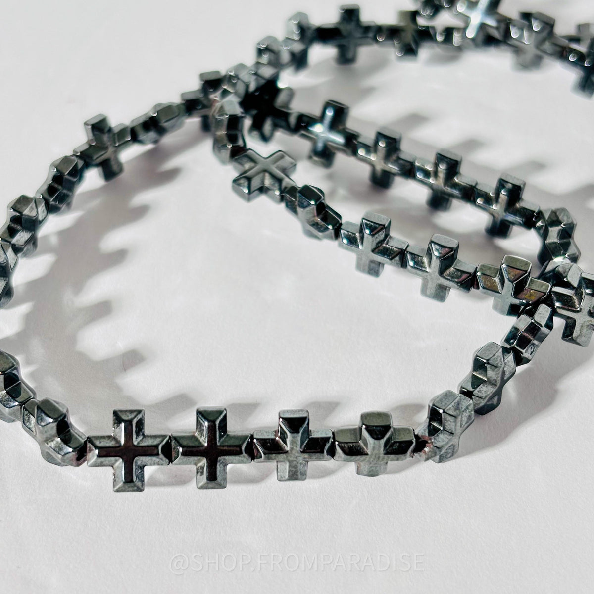 Hematite Cross Crystal Mineral Bracelet