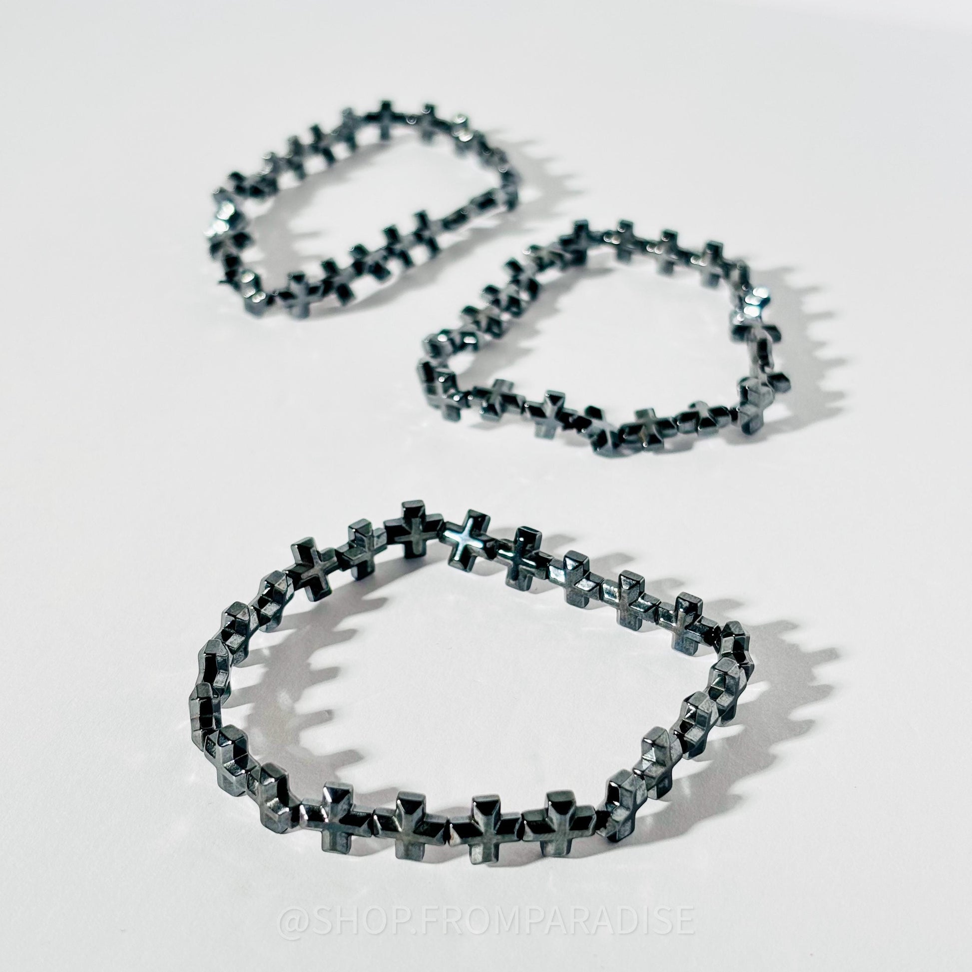 Hematite Cross Crystal Mineral Bracelet