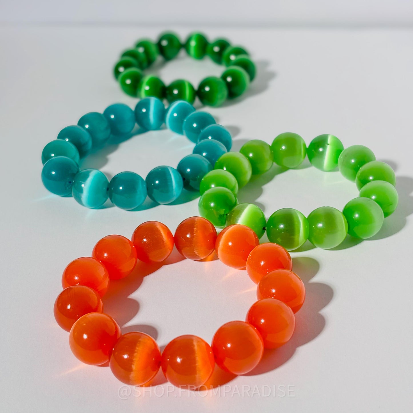 BLUE ORANGE GREEN DARK GREEN SELENITE Crystal Stretch Bracelet MEN WOMEN LARGE BEAD GIFT