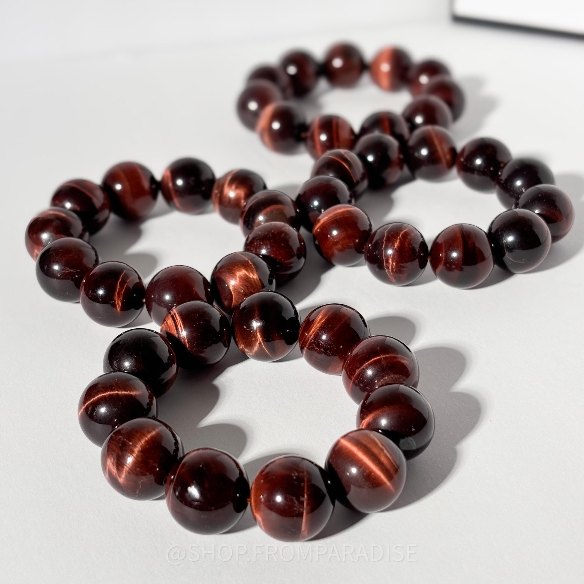 RED TIGERS EYE Large Stretch Crystal Bracelet