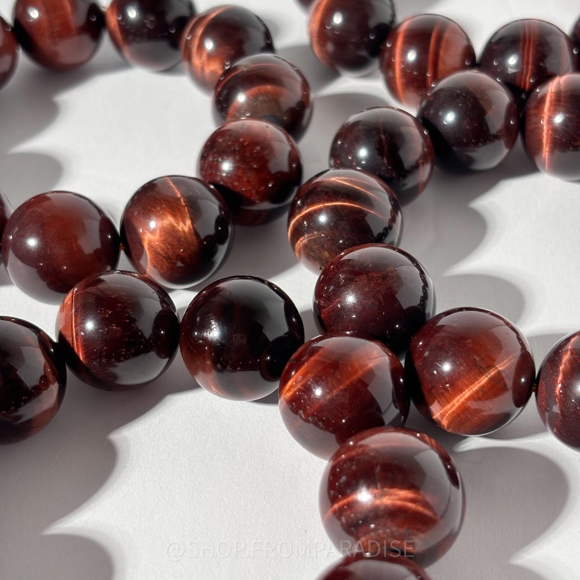 RED TIGERS EYE Large Stretch Crystal Bracelet