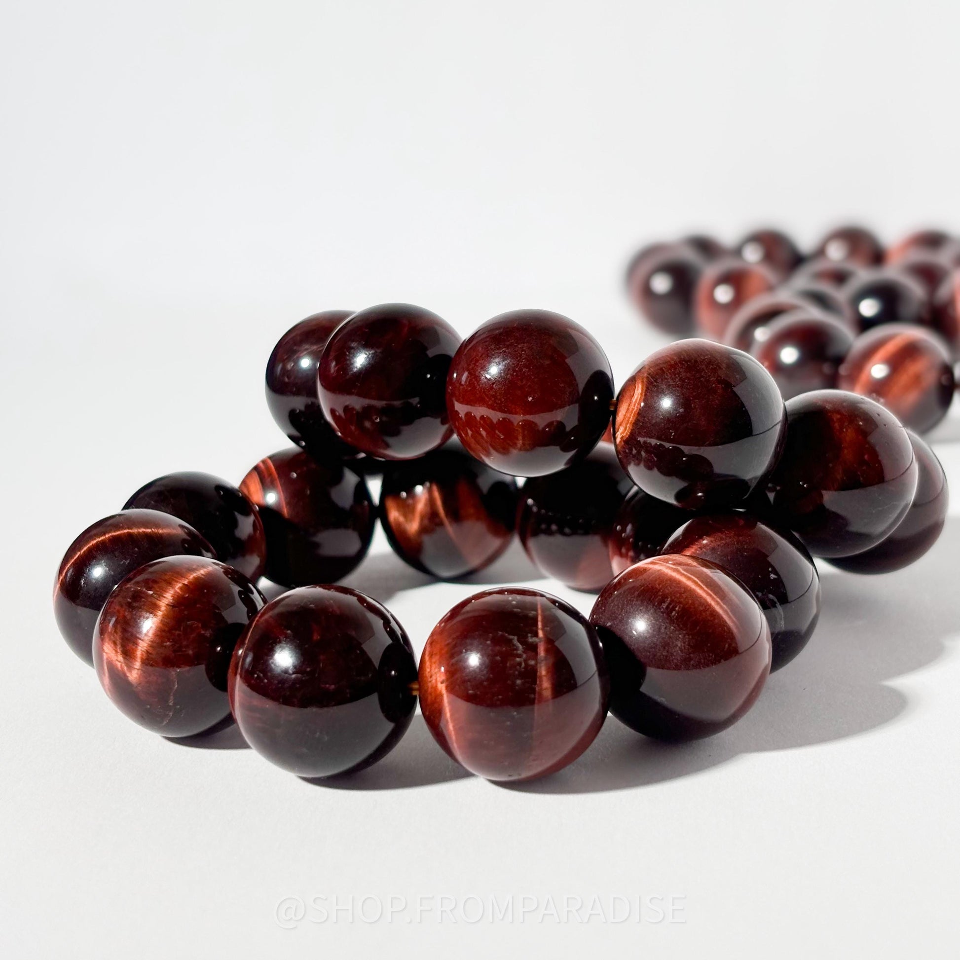 RED TIGERS EYE Large Stretch Crystal Bracelet