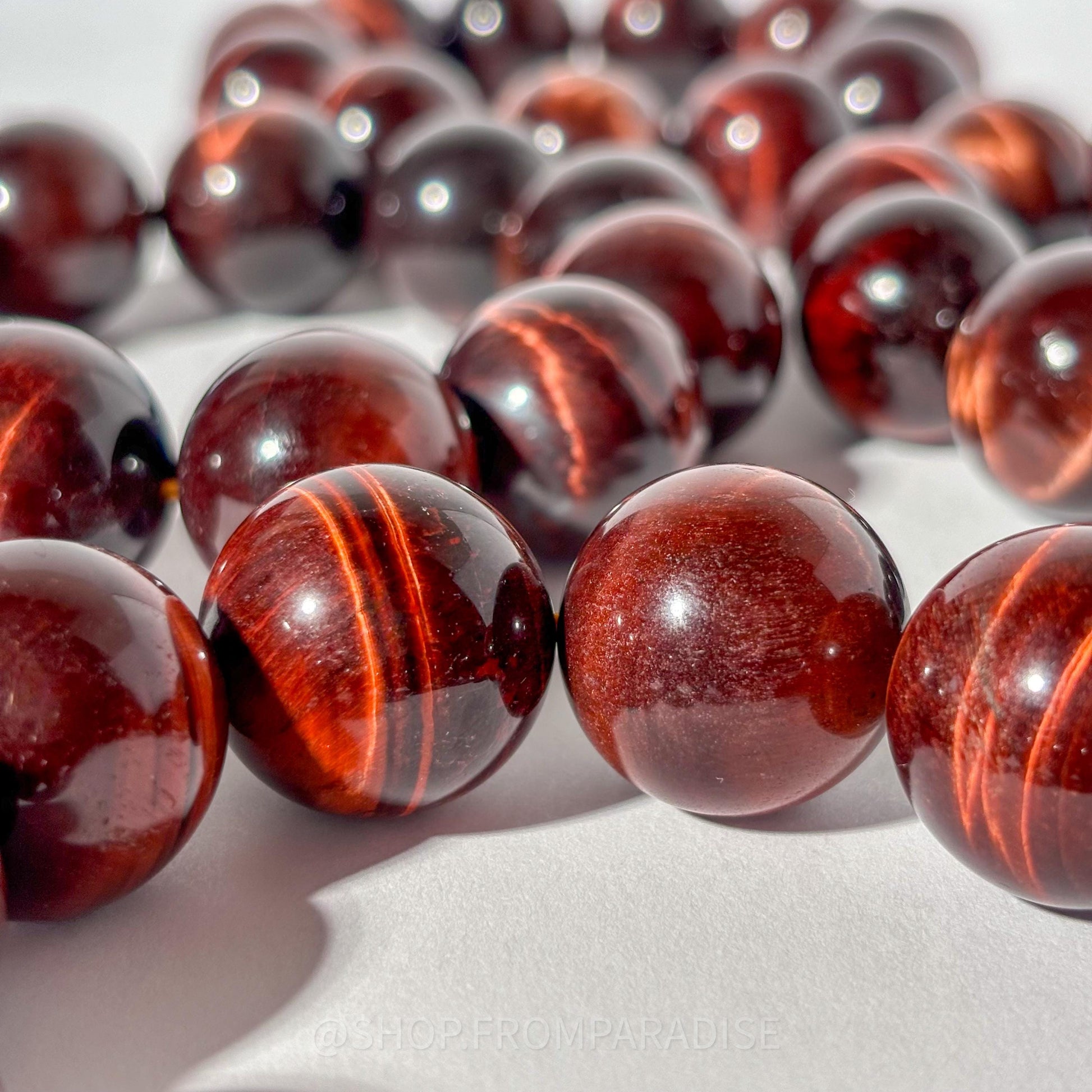 RED TIGERS EYE Large Stretch Crystal Bracelet
