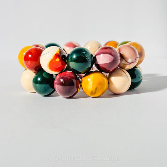 MOOKAITE JASPER Large Crystal Bracelet mens women large bead