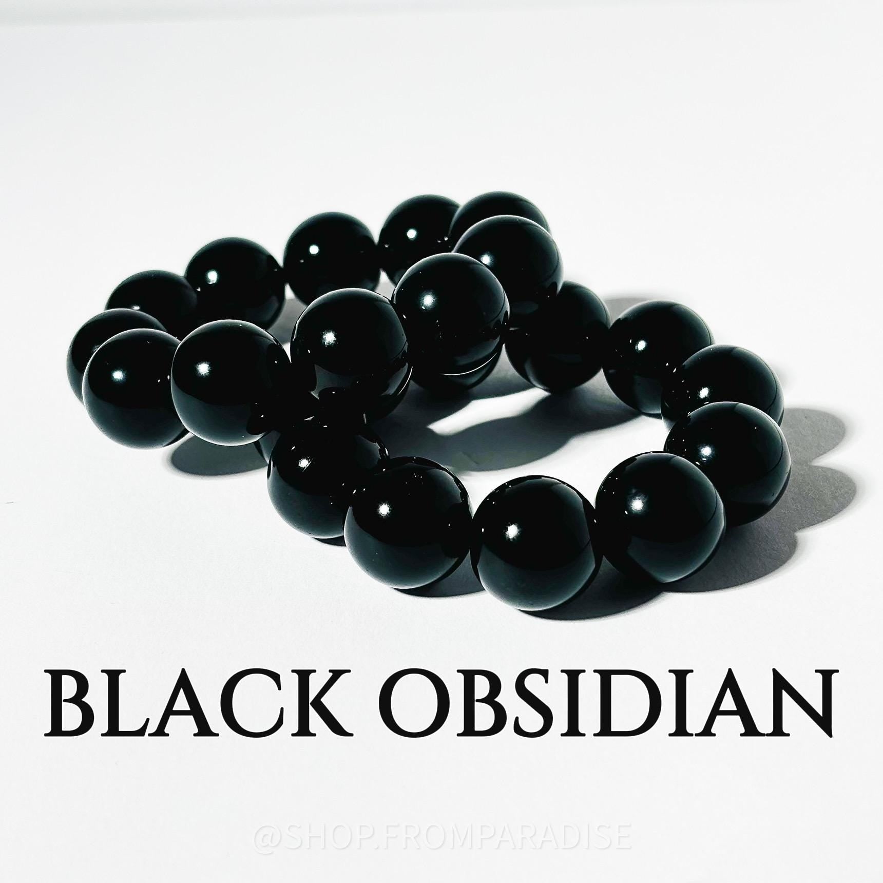 Black Obsidian Chunky Crystal Stretch Bracelet - 20mm