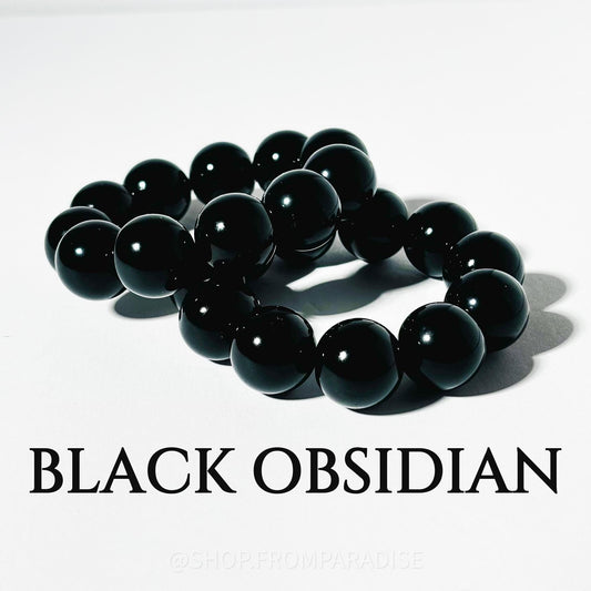 Black Obsidian Chunky Crystal Stretch Bracelet - 20mm