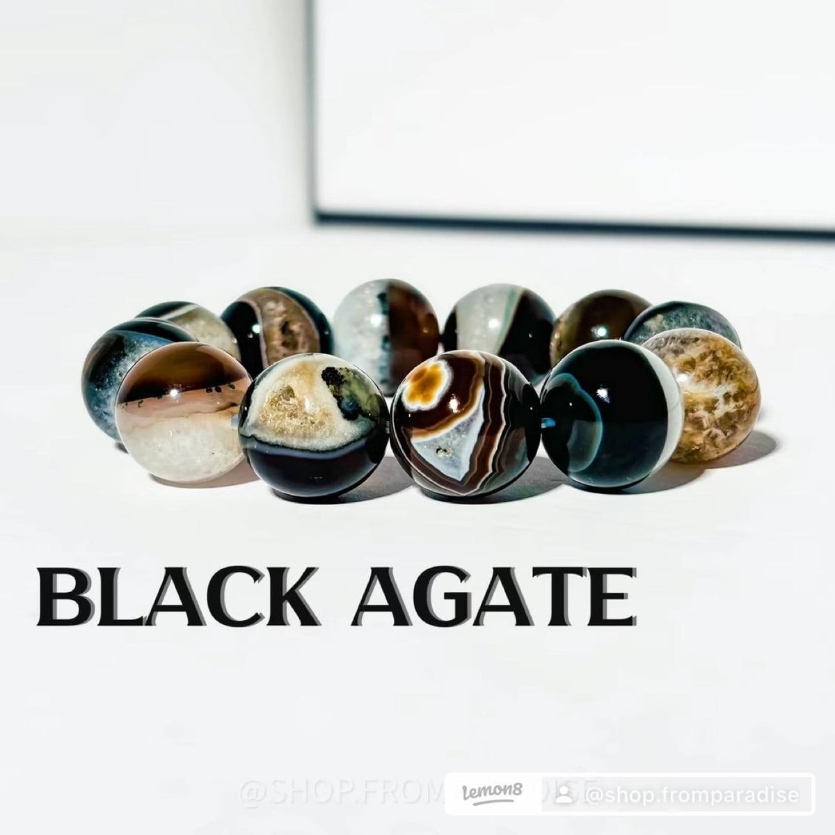 Black Agate Crystal Stretch Bracelet