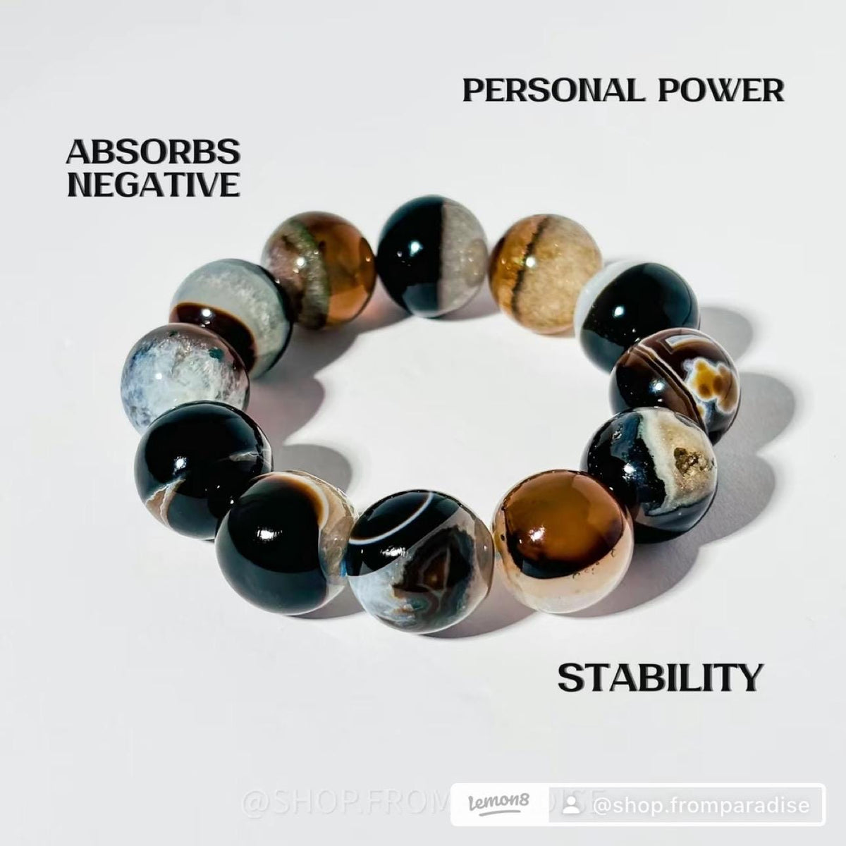 Black Agate Crystal Stretch Bracelet