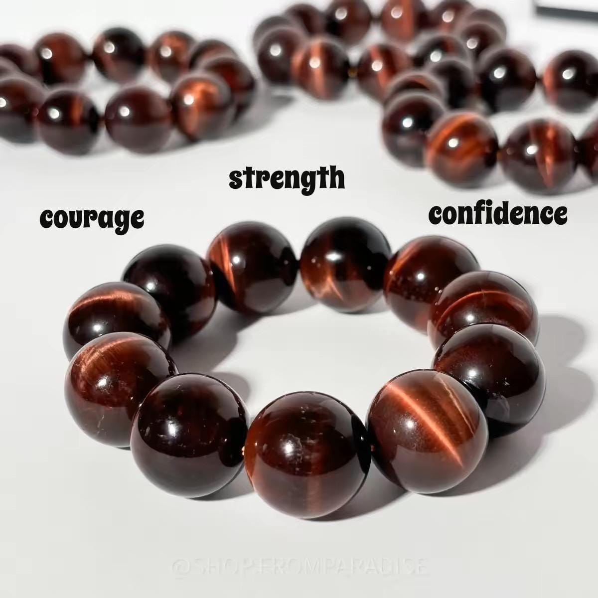 RED TIGERS EYE Large Stretch Crystal Bracelet - 20mm