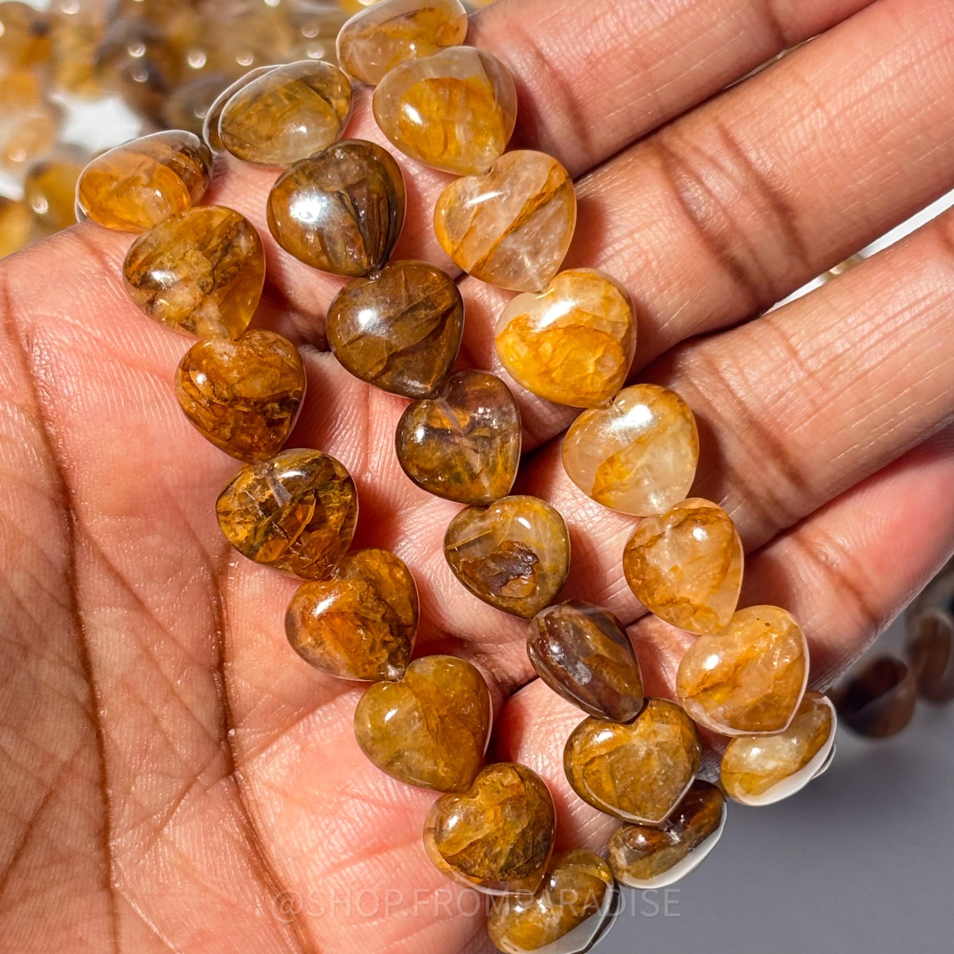 Golden Healer Heart Shaped Crystal Stretch Bracelet