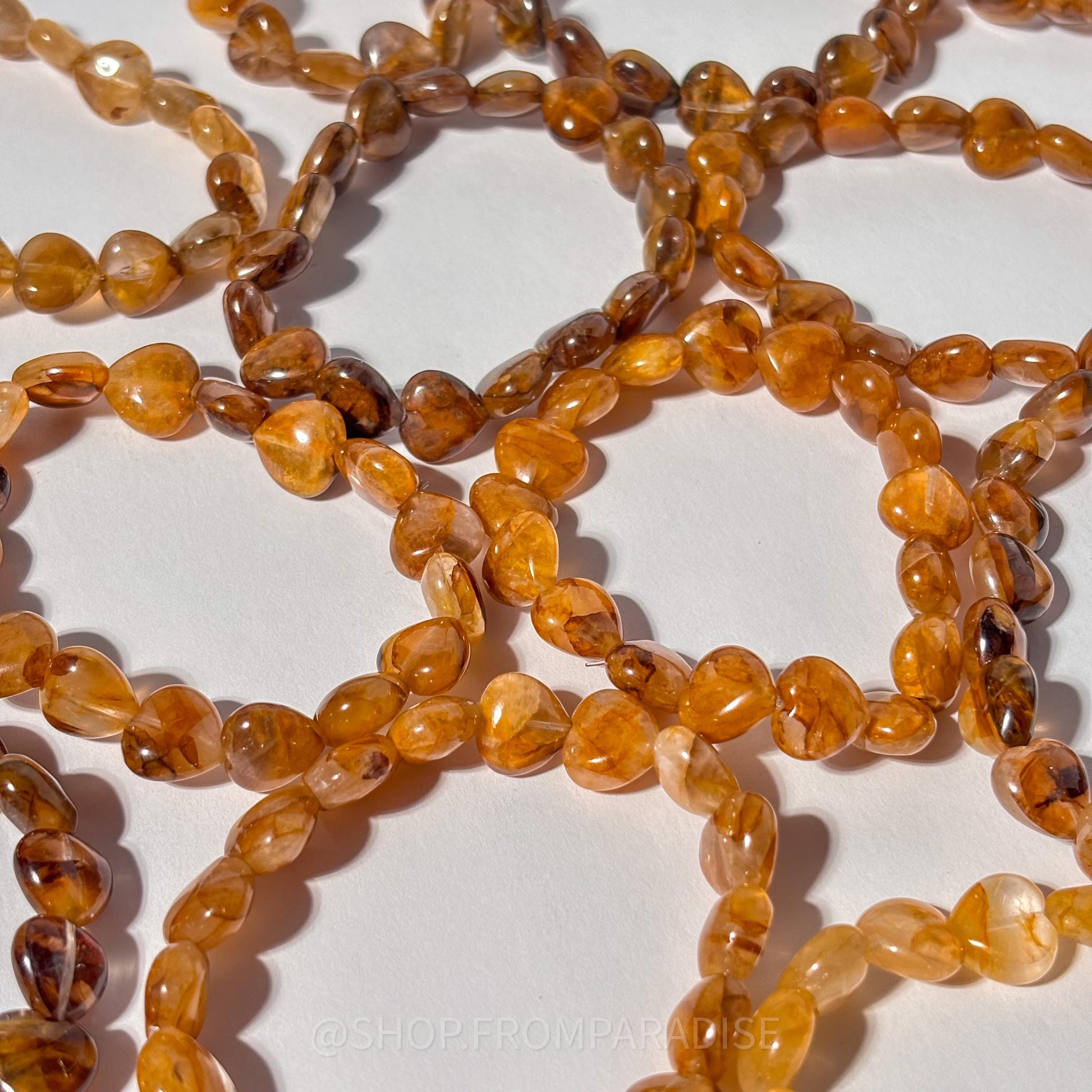 Golden Healer Heart Shaped Crystal Stretch Bracelet