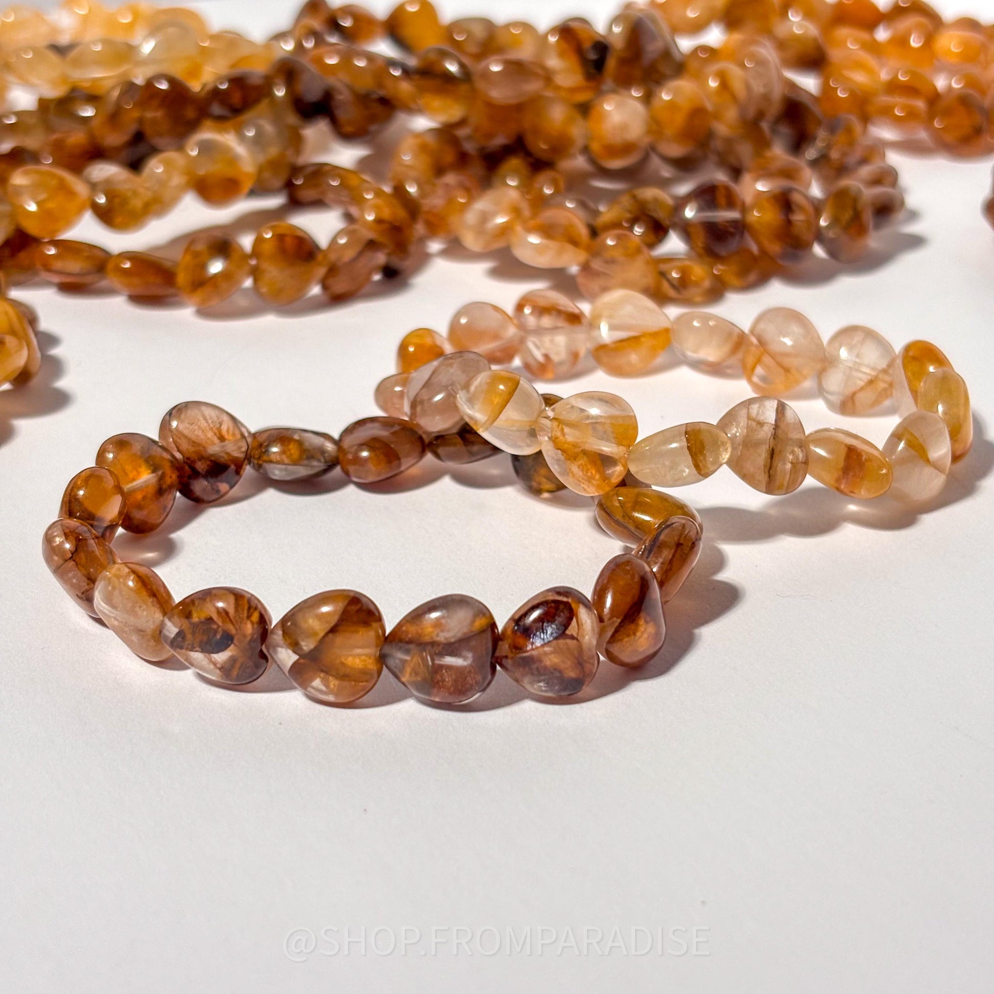 Golden Healer Heart Shaped Crystal Stretch Bracelet