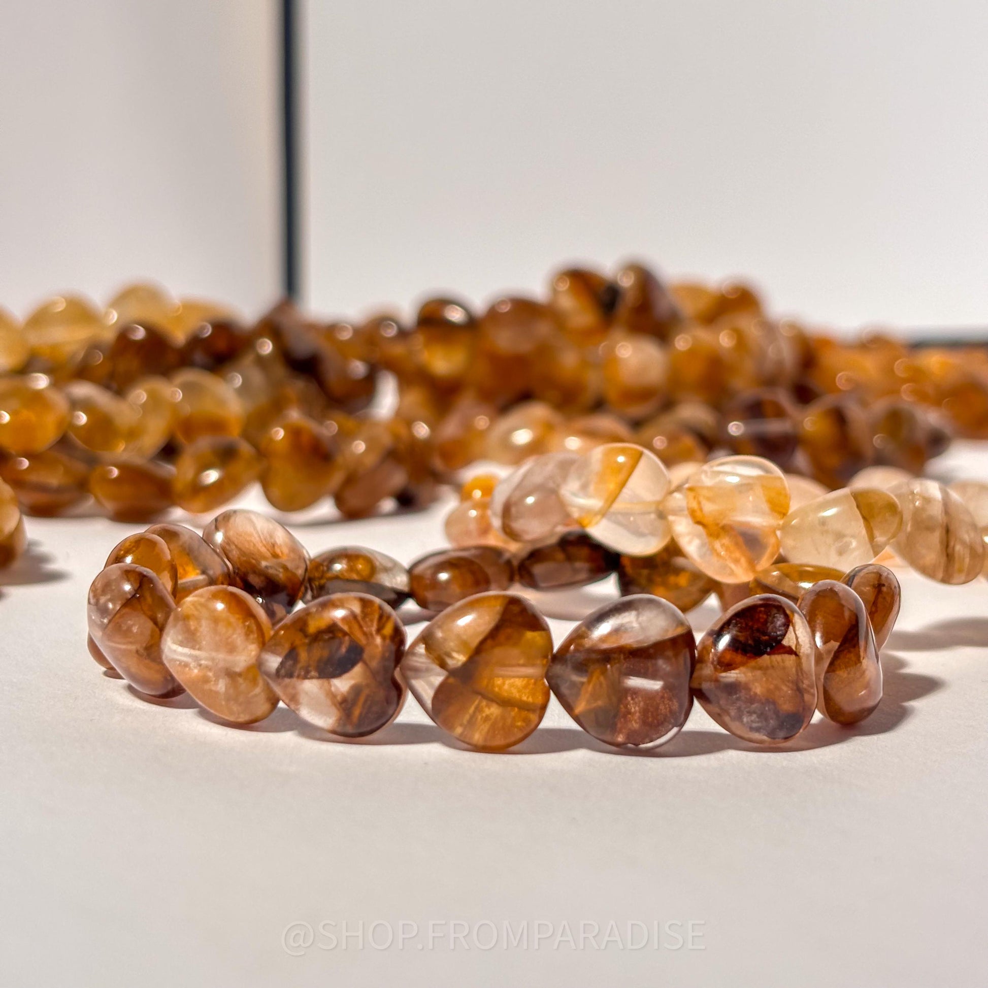 Golden Healer Heart Shaped Crystal Stretch Bracelet