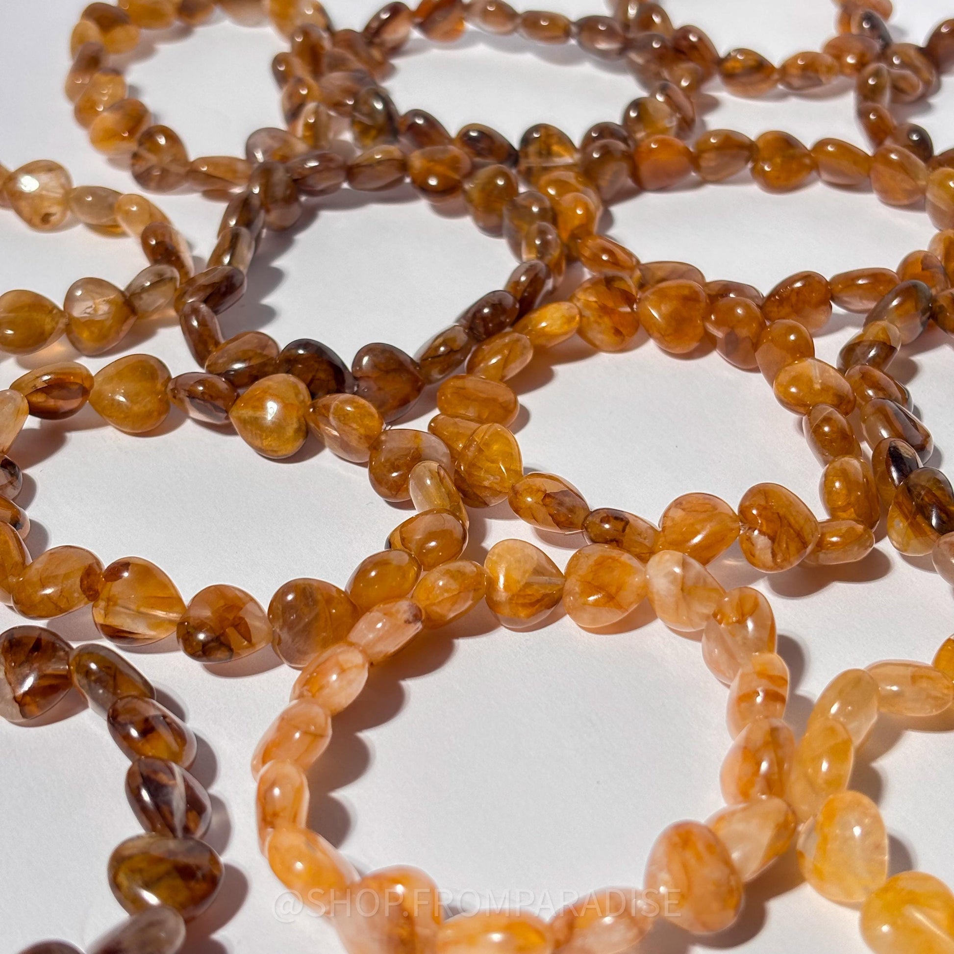 Golden Healer Heart Shaped Crystal Stretch Bracelet