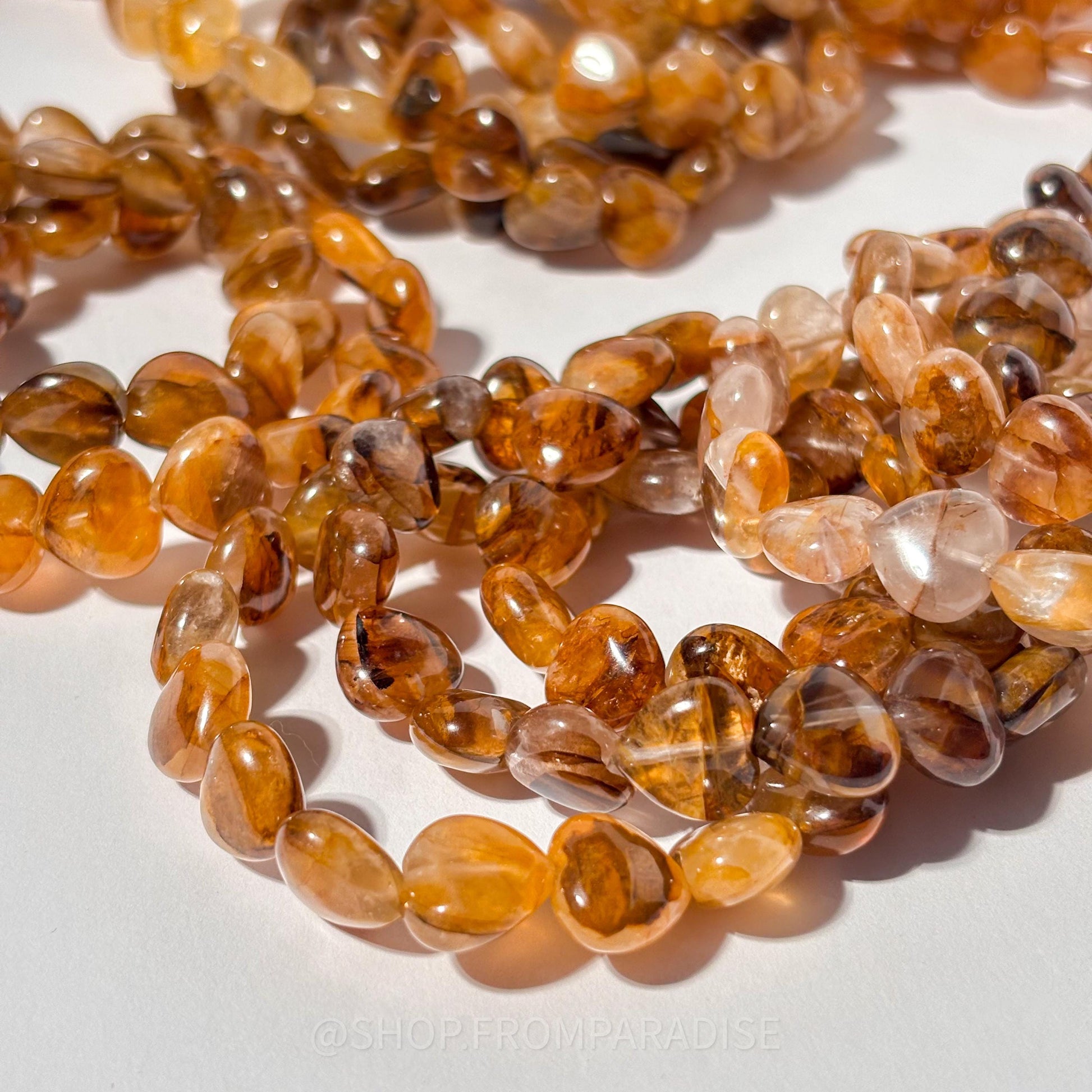 Golden Healer Heart Shaped Crystal Stretch Bracelet