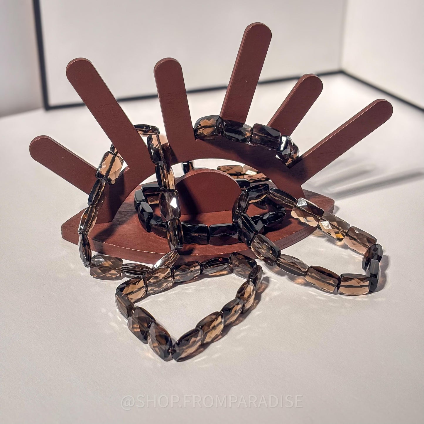 Smoky Quartz Faceted Crystal Stretch Bracelet