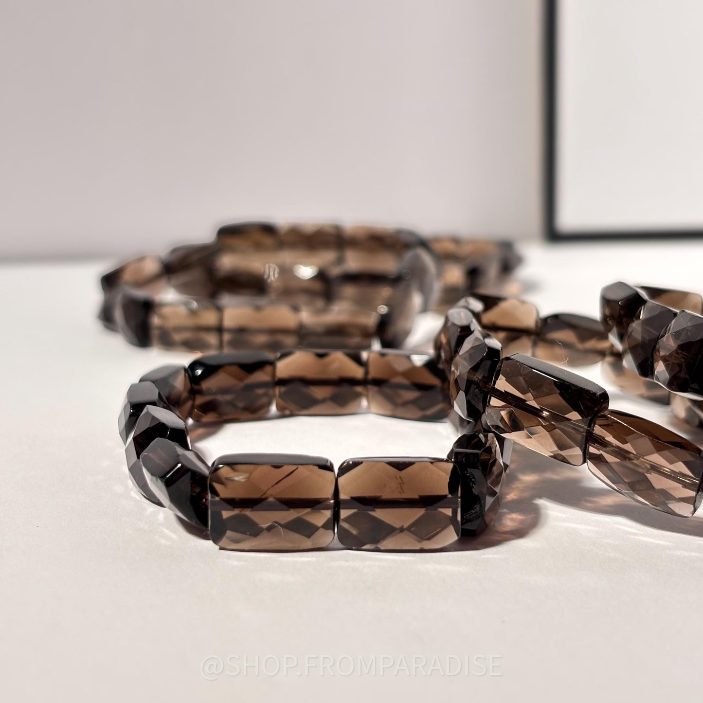 Smoky Quartz Faceted Crystal Stretch Bracelet