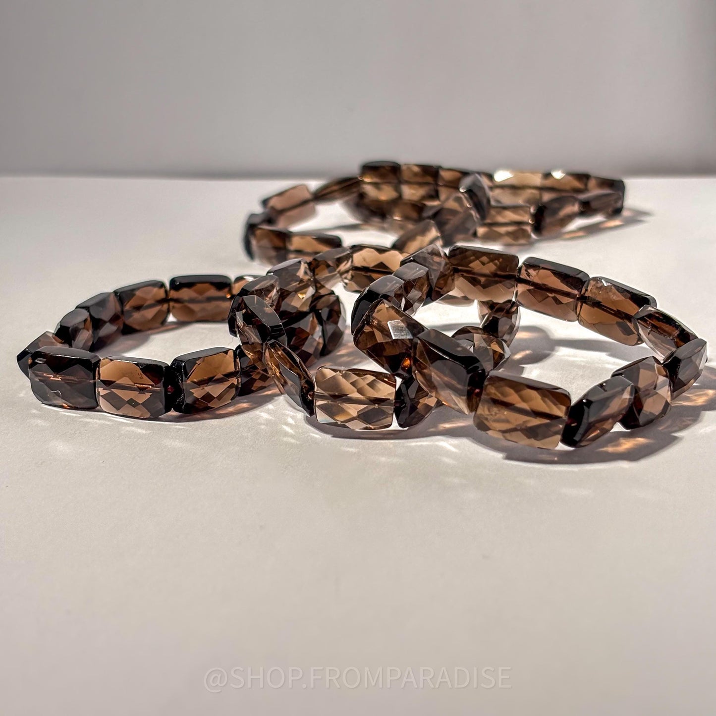 Smoky Quartz Faceted Crystal Stretch Bracelet