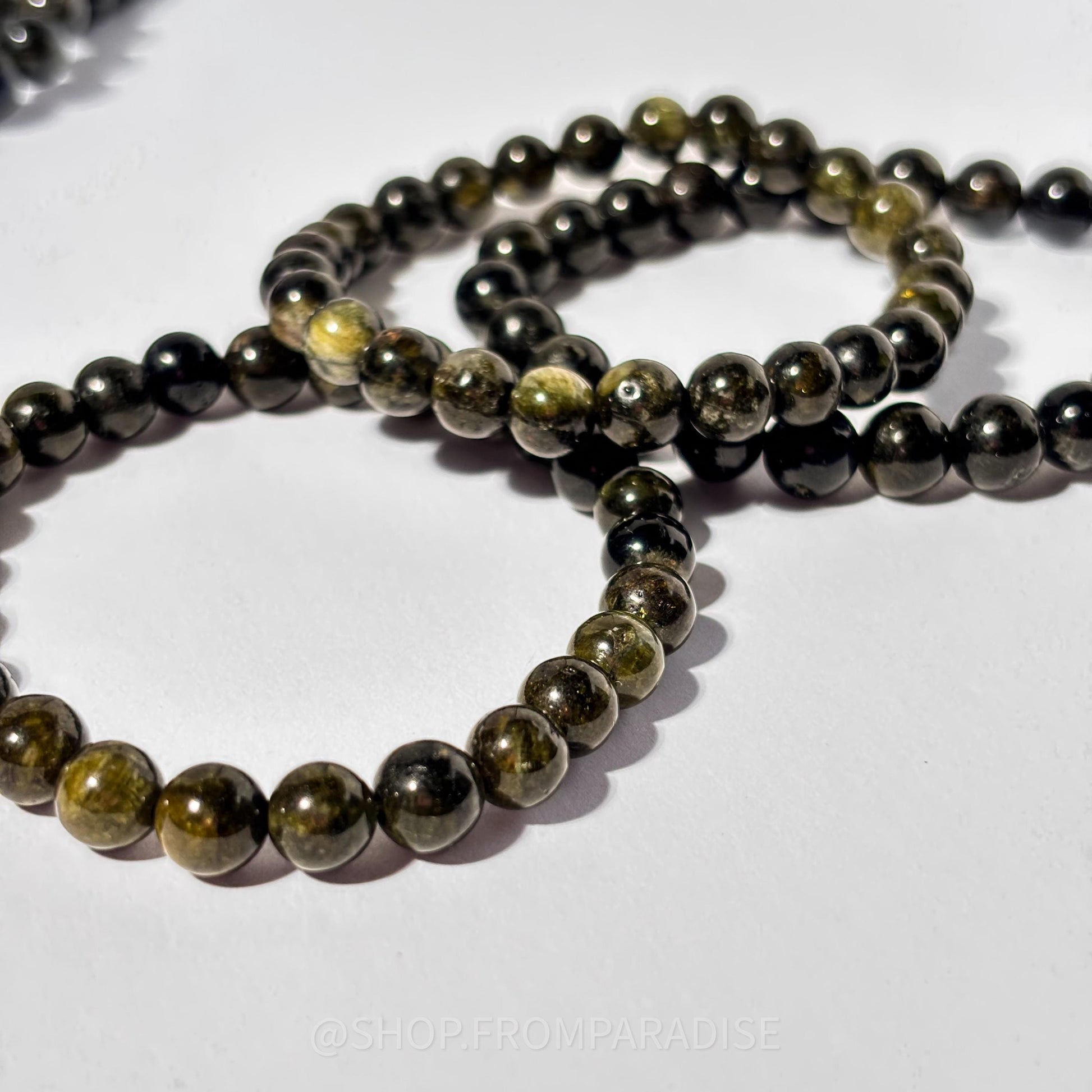 Green Tourmaline Crystal Round Bead Stretch Bracelet