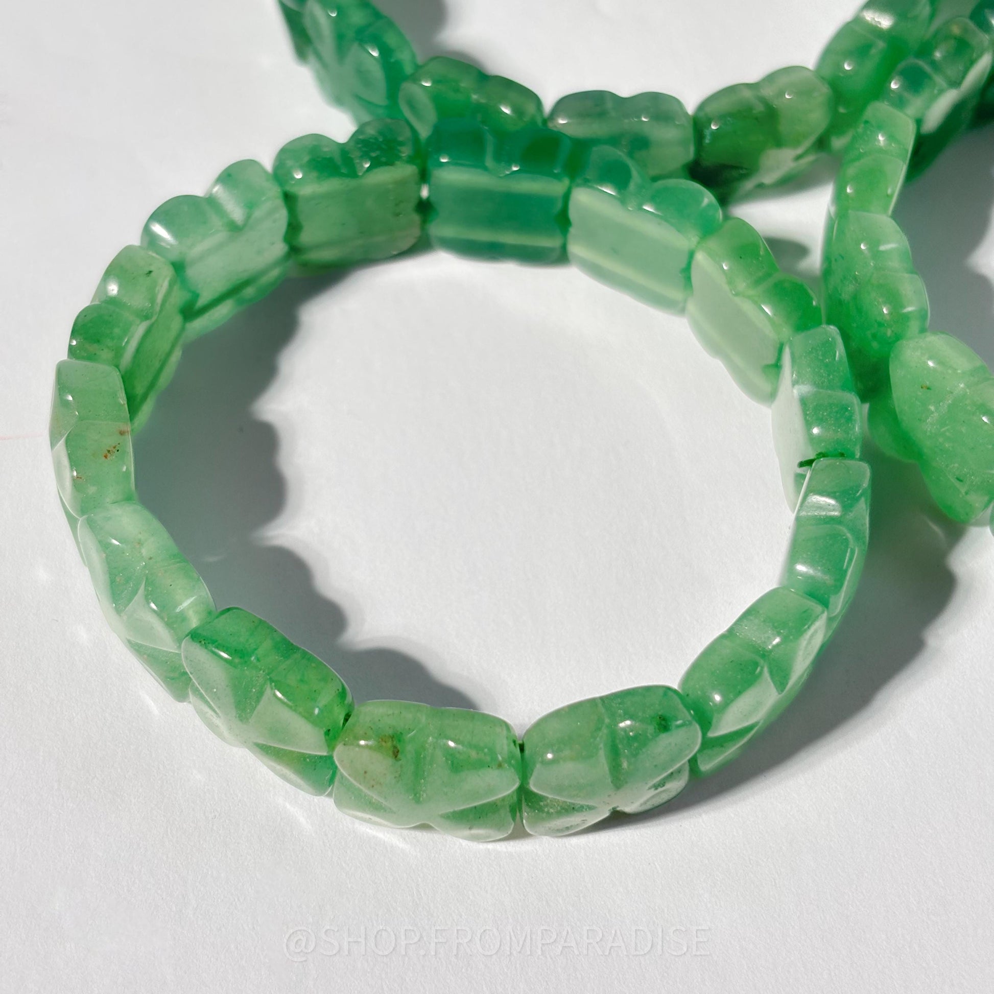 Green Aventurine Crystal 4 Leaf Clover Stretch Bracelet