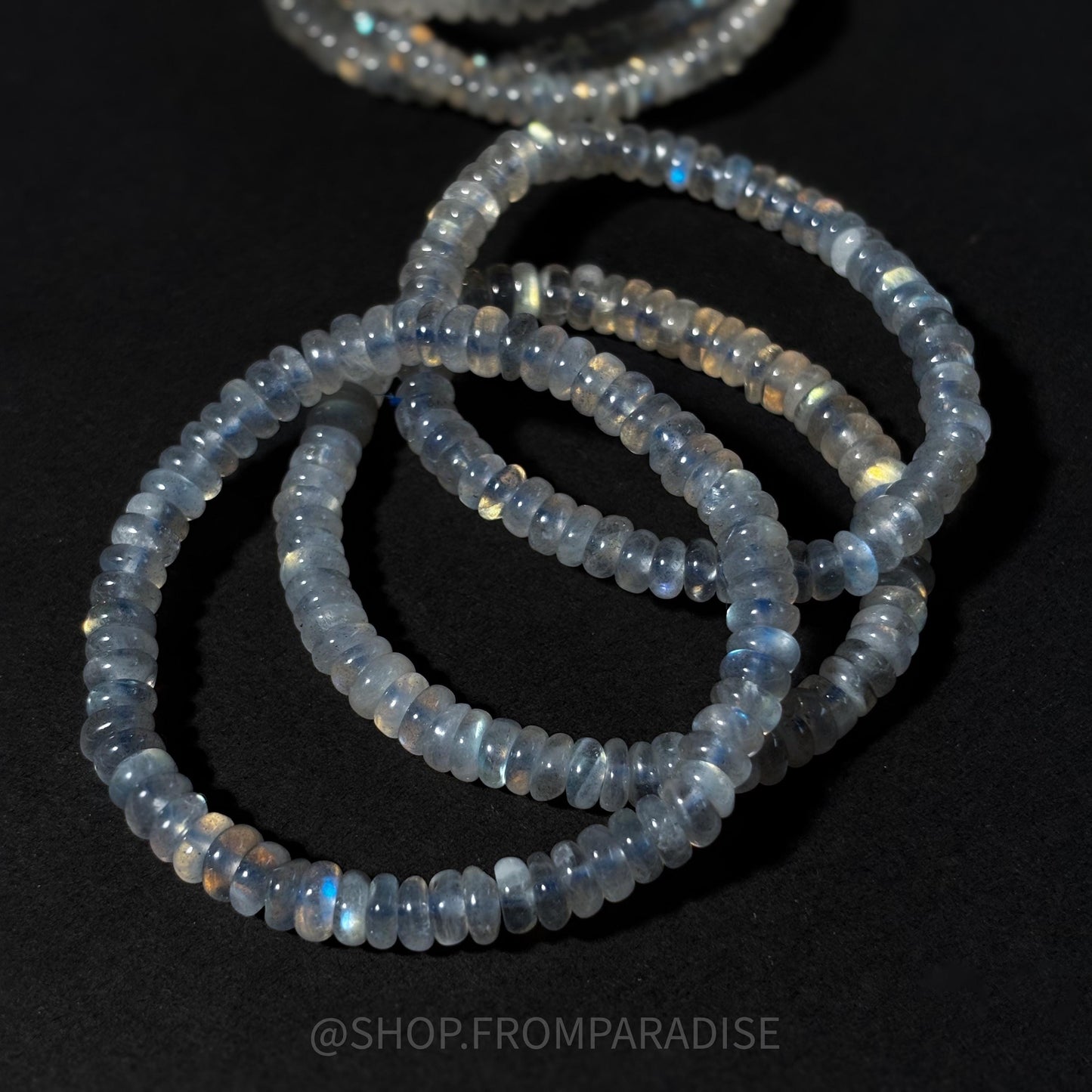 Rainbow Labradorite Crystal Rondelle Beaded Stretch Bracelet