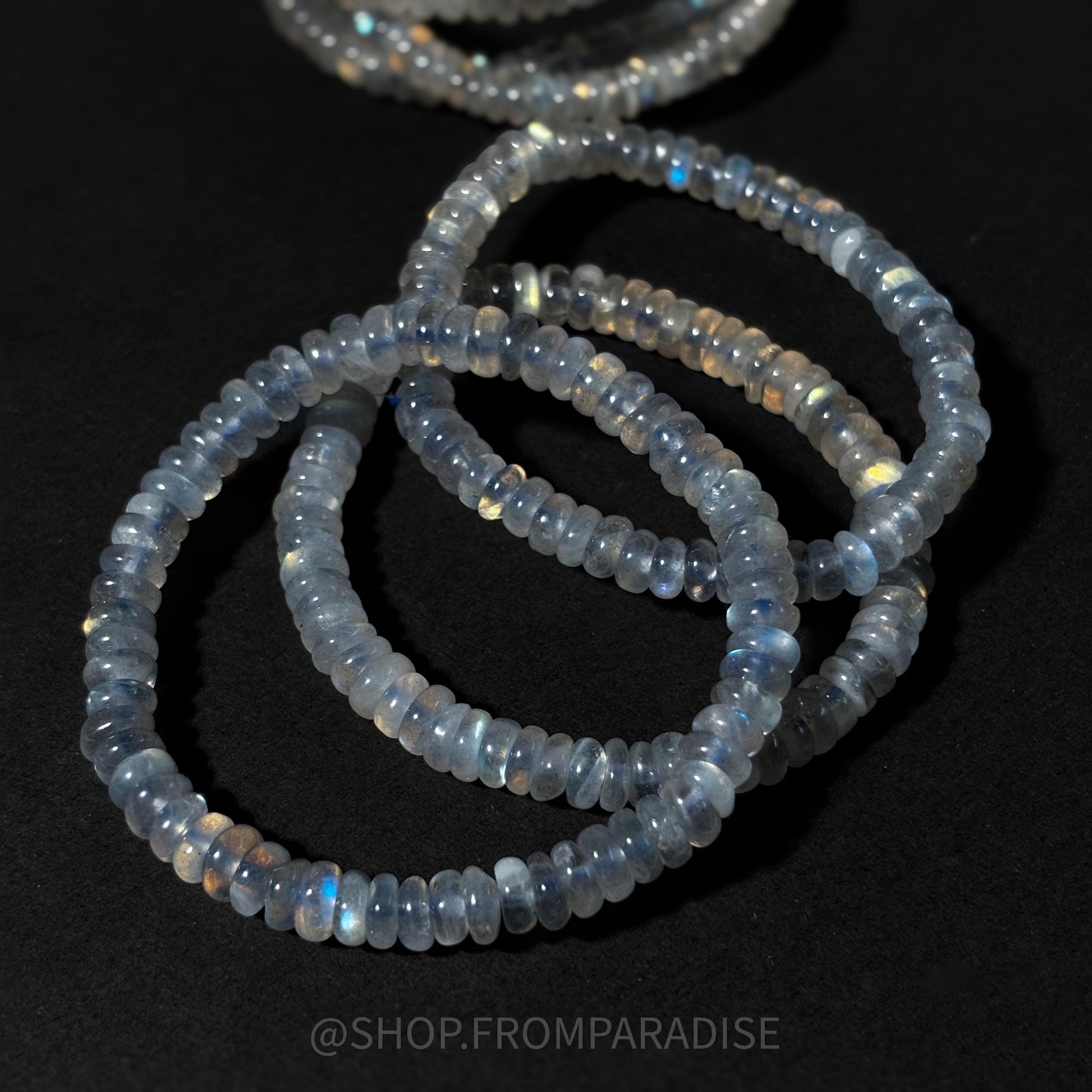 Rainbow Labradorite Crystal Rondelle Beaded Stretch Bracelet