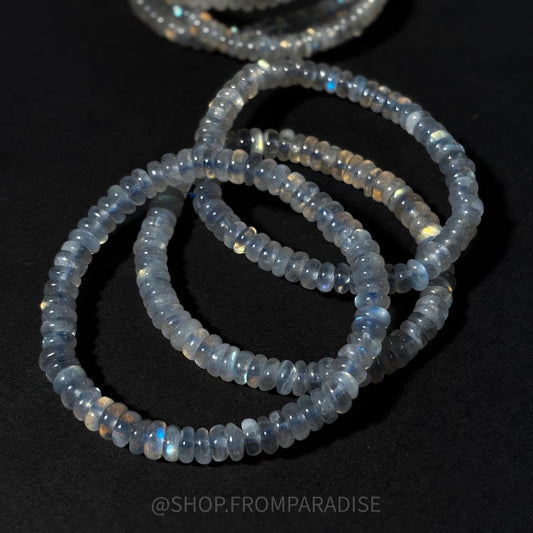 Rainbow Labradorite Crystal Rondelle Beaded Stretch Bracelet