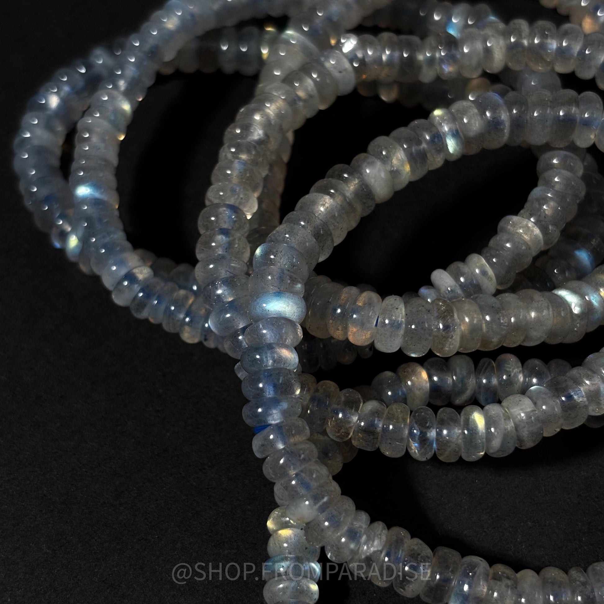 Rainbow Labradorite Crystal Rondelle Beaded Stretch Bracelet