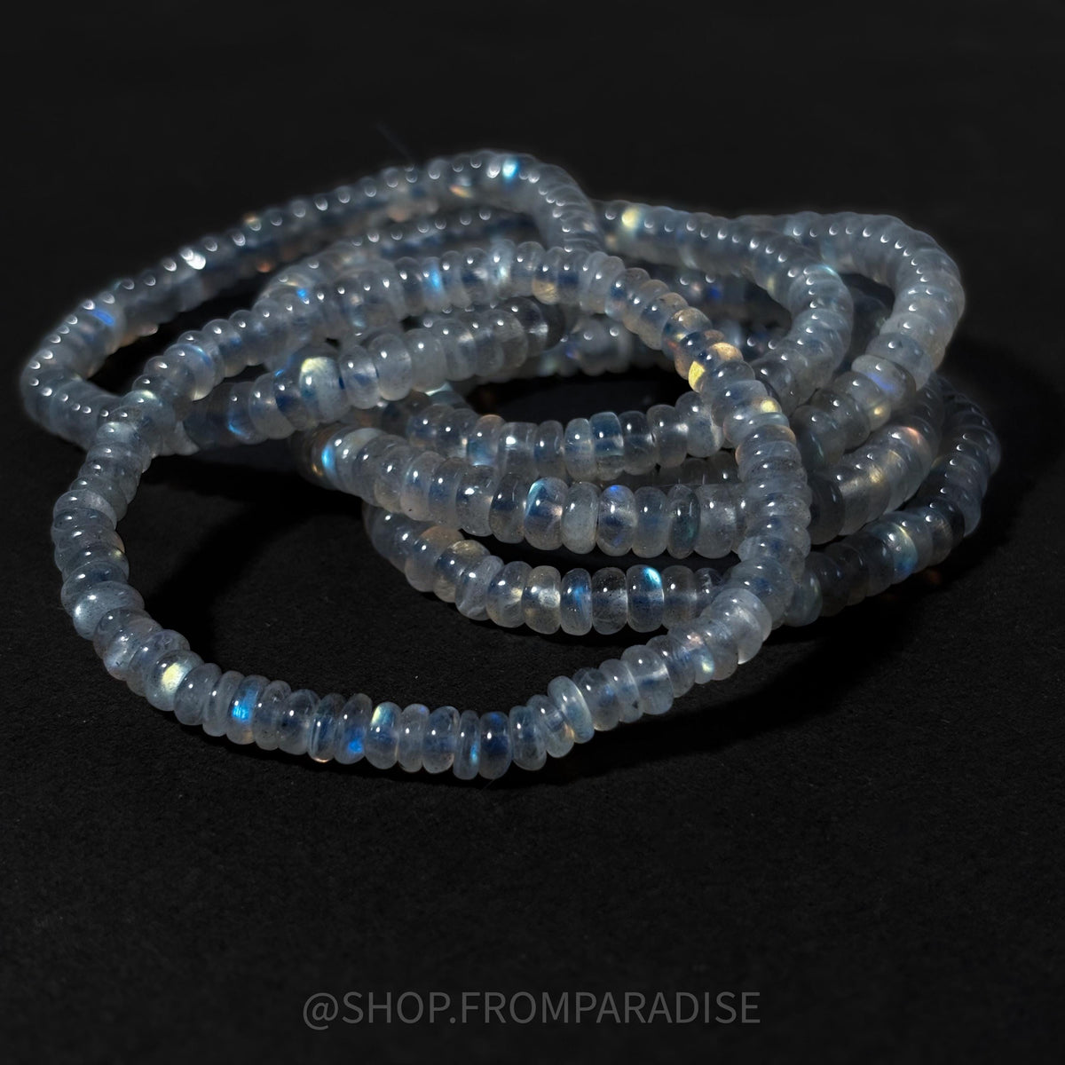 Rainbow Labradorite Crystal Rondelle Beaded Stretch Bracelet