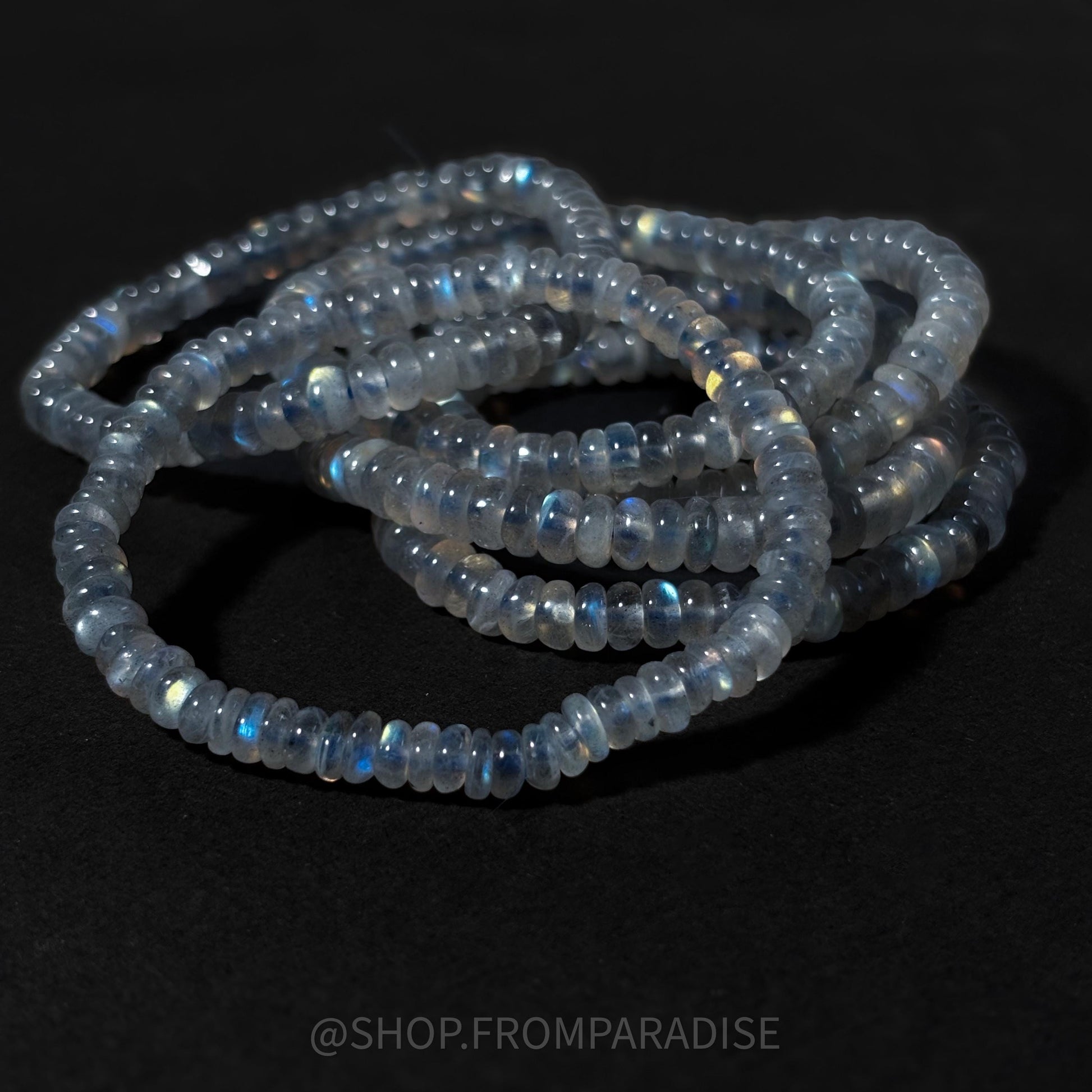 Rainbow Labradorite Crystal Rondelle Beaded Stretch Bracelet