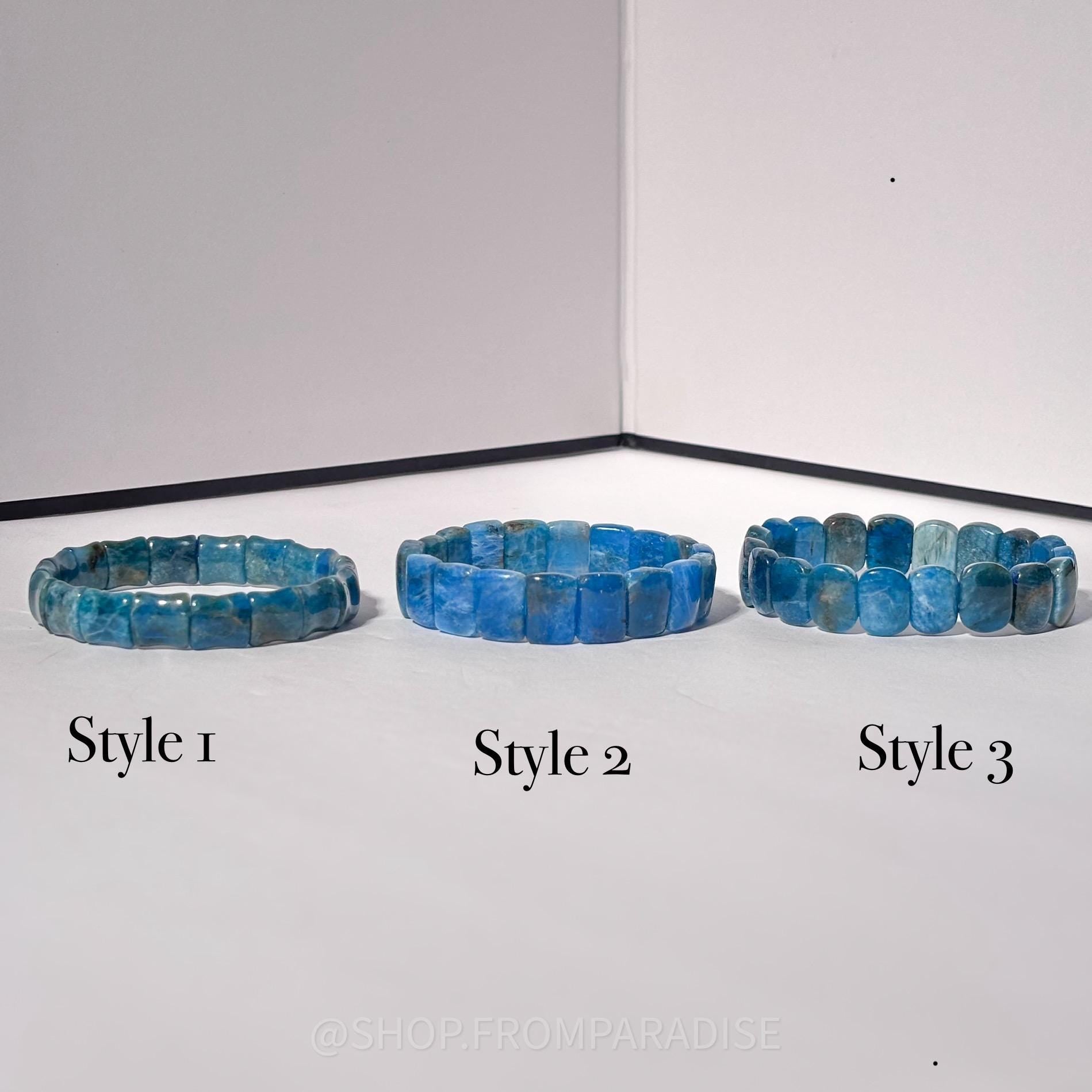 Blue Apatite Crystal Stretch Bangle Bracelet