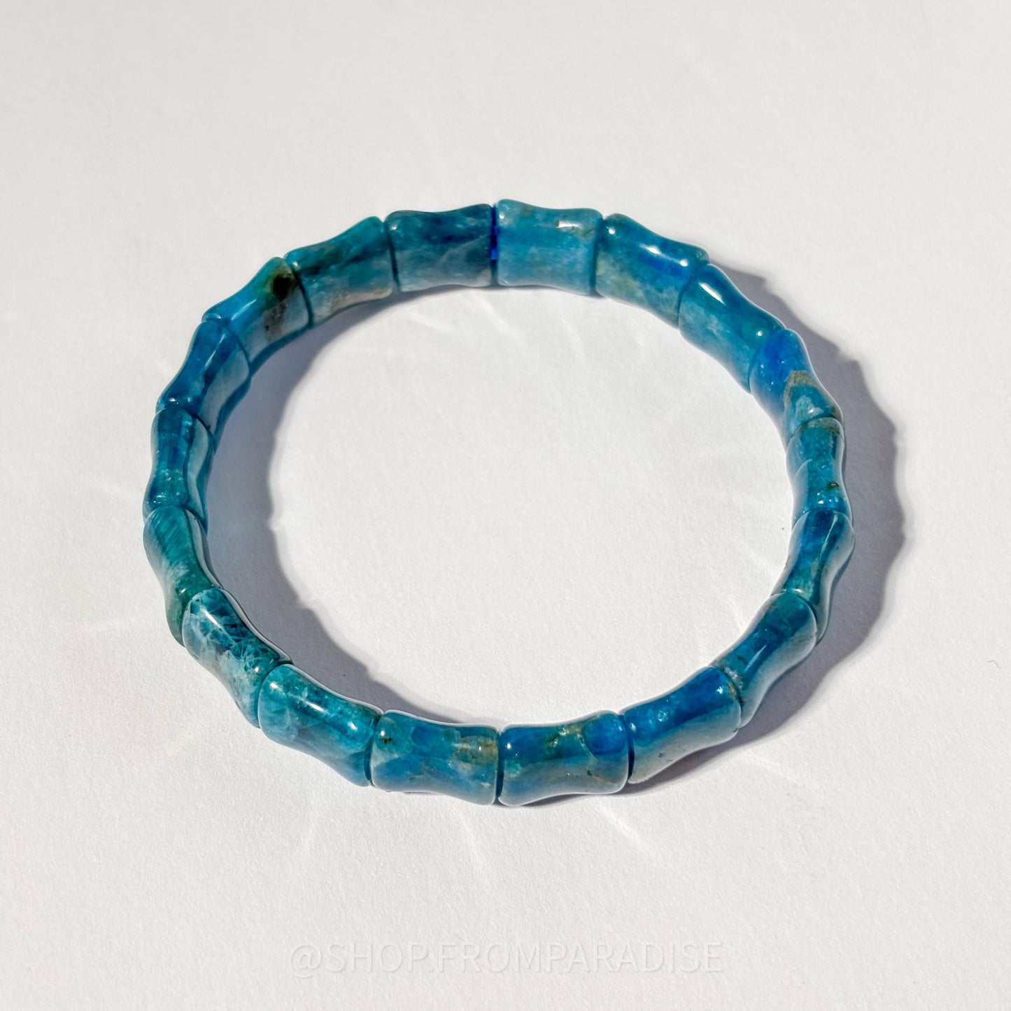 Blue Apatite Crystal Stretch Bangle Bracelet