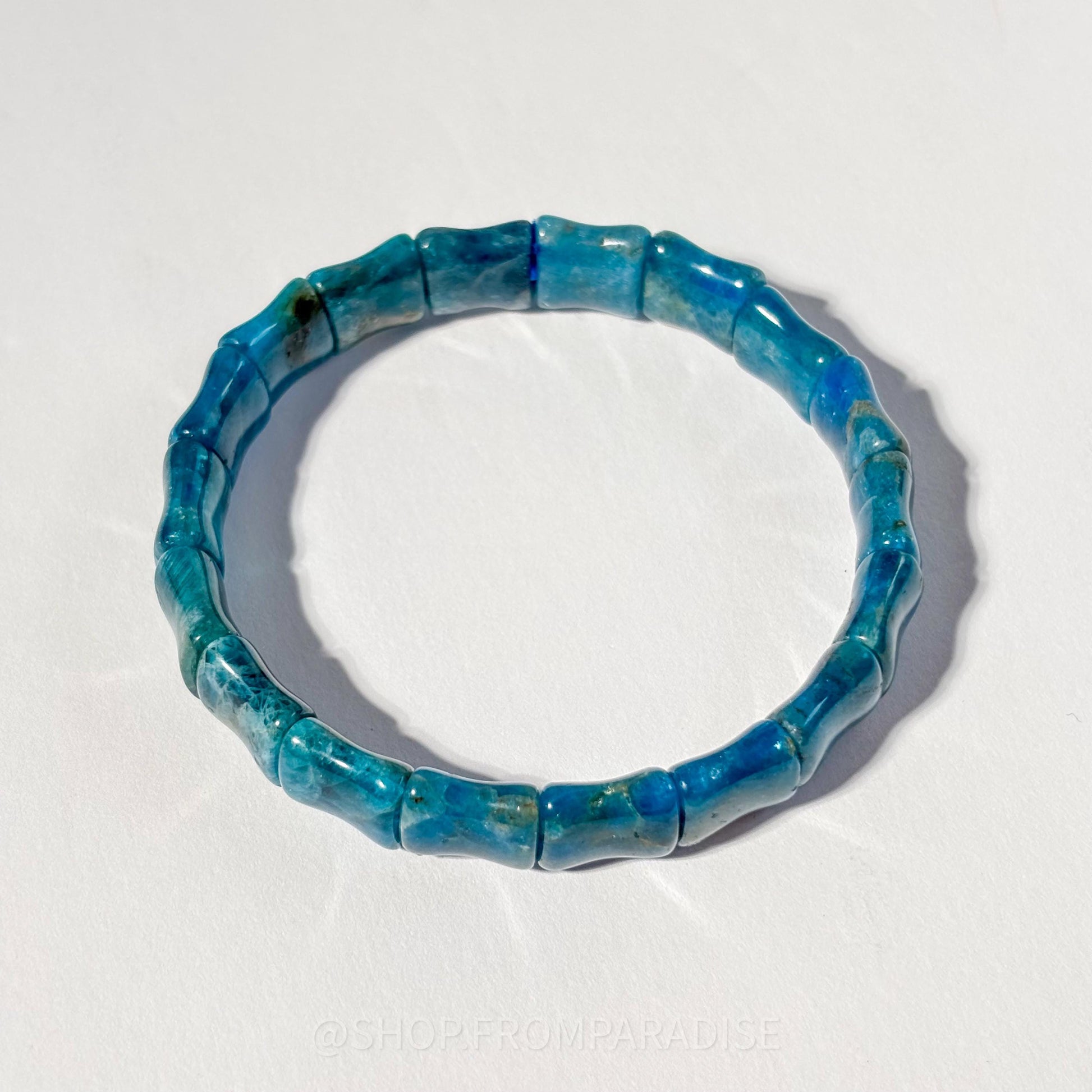 Blue Apatite Crystal Stretch Bangle Bracelet