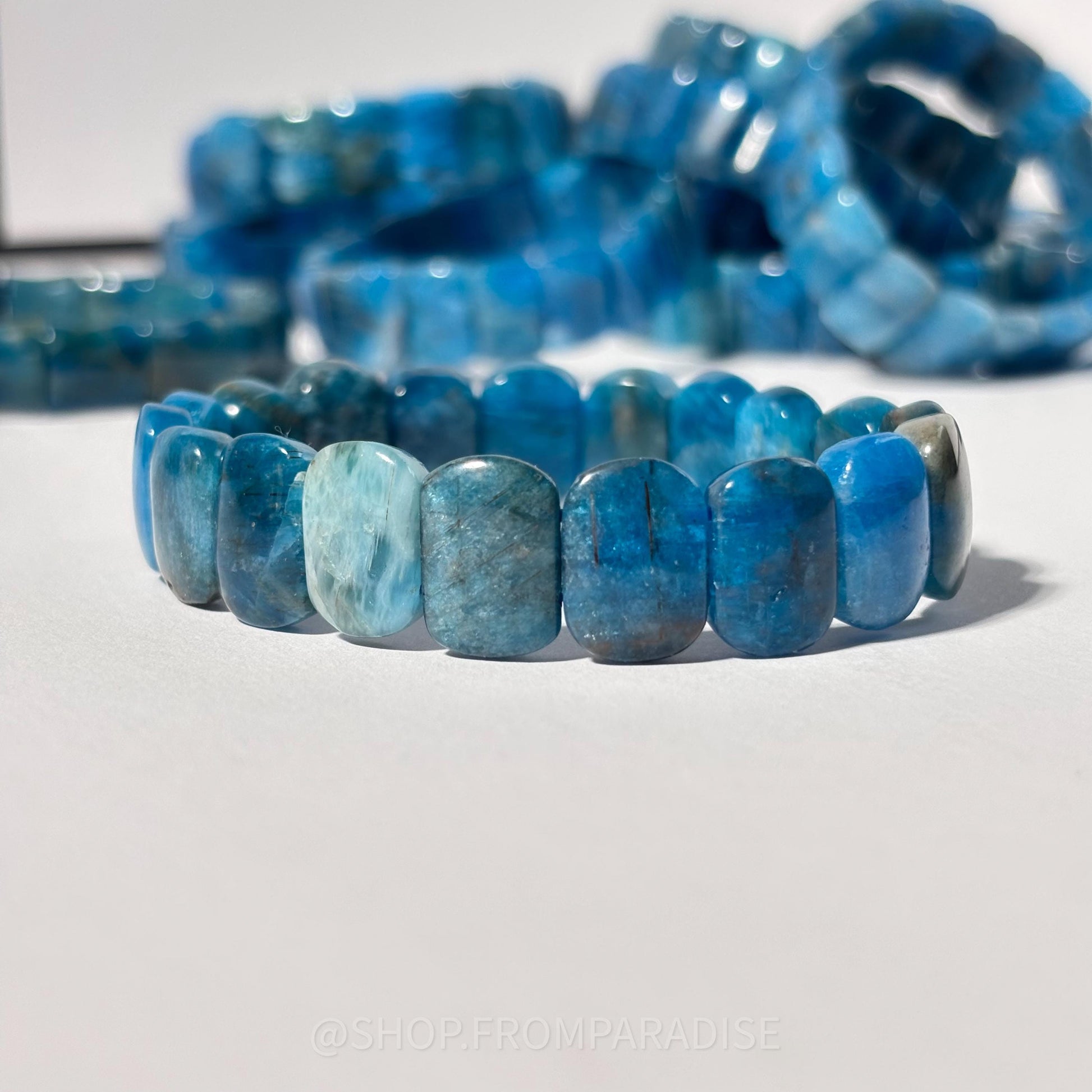 Blue Apatite Crystal Stretch Bangle Bracelet