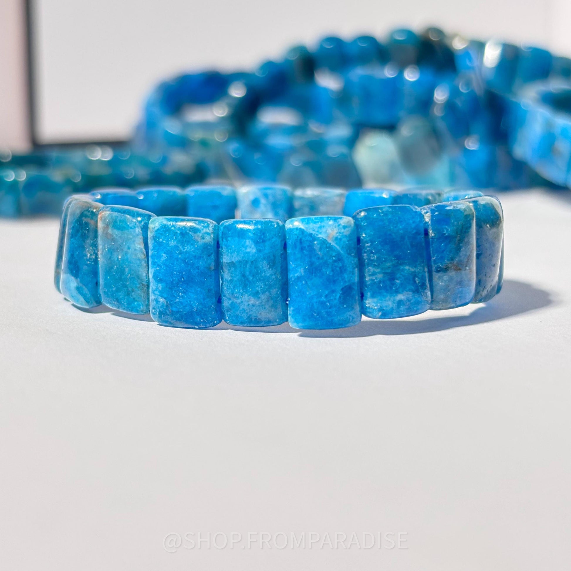 Blue Apatite Crystal Stretch Bangle Bracelet