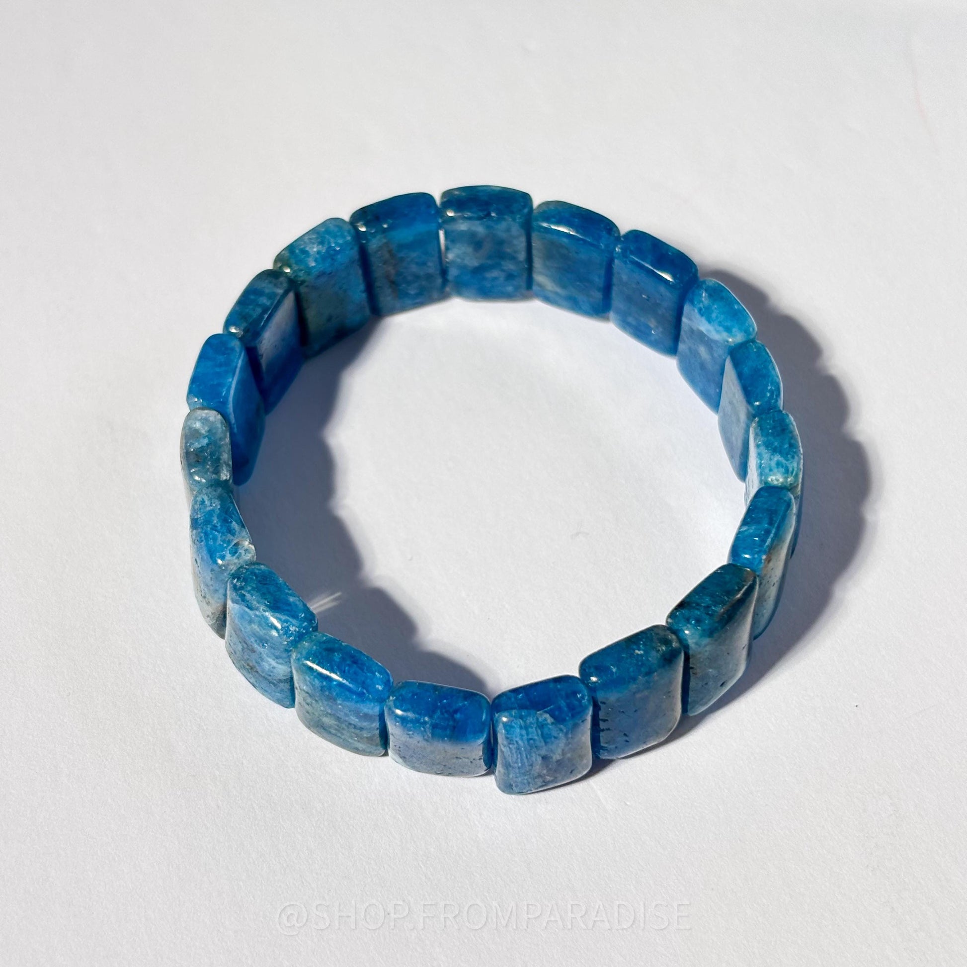Blue Apatite Crystal Stretch Bangle Bracelet