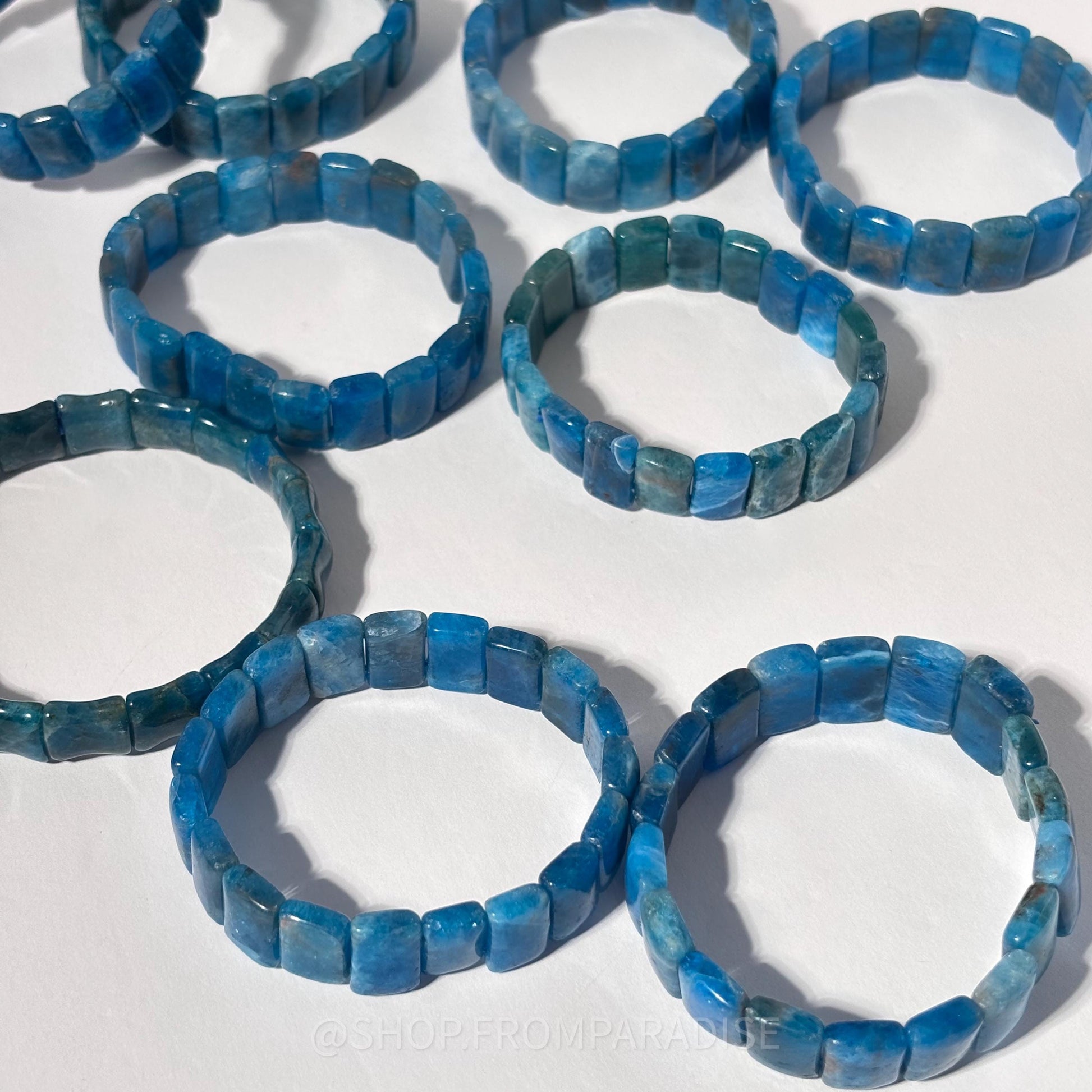 Blue Apatite Crystal Stretch Bangle Bracelet